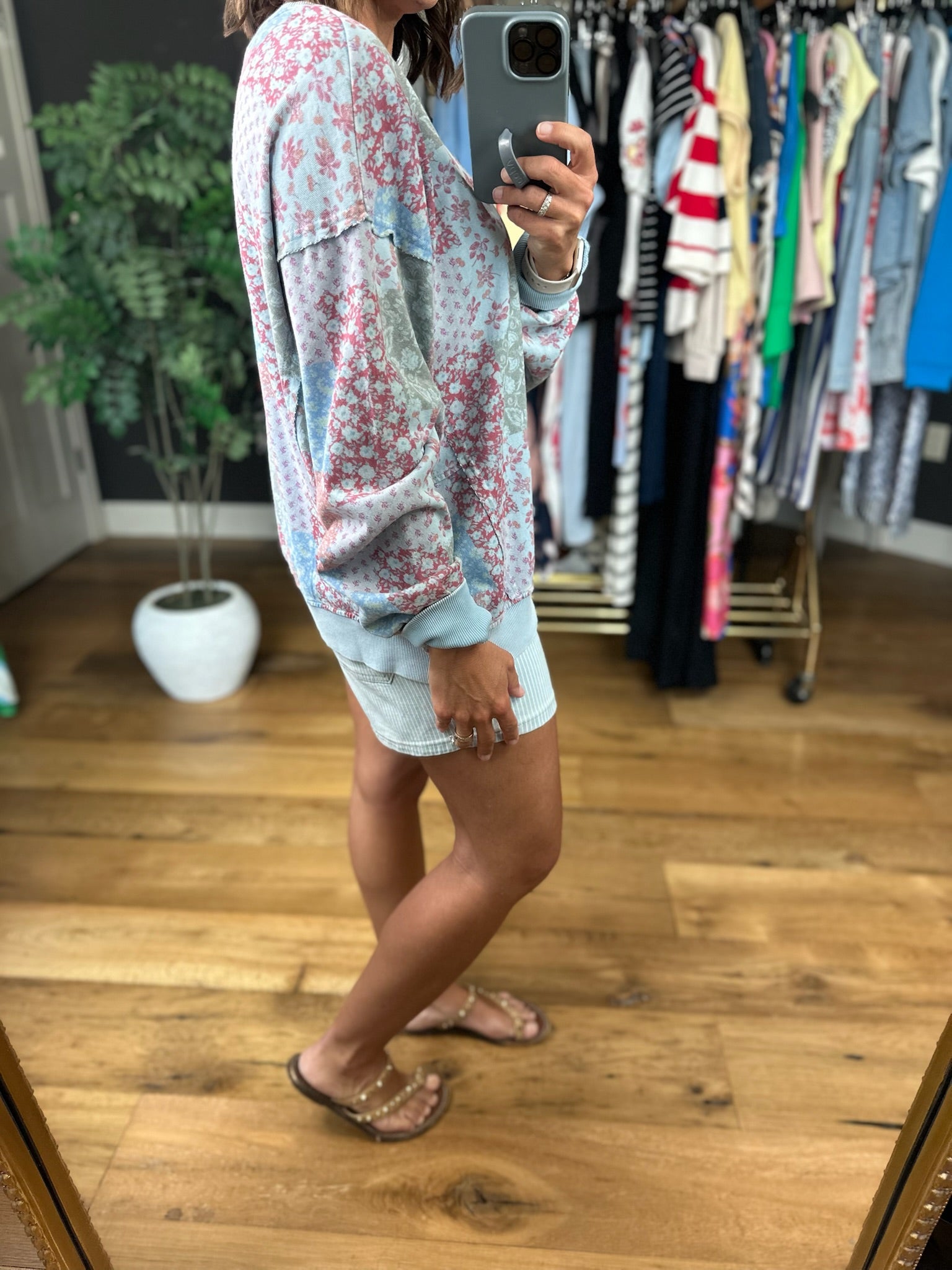 Sweetest Spring Patchwork Crewneck Top-Sweaters-Easel-Anna Kaytes Boutique, Women's Fashion Boutique in Grinnell, Iowa
