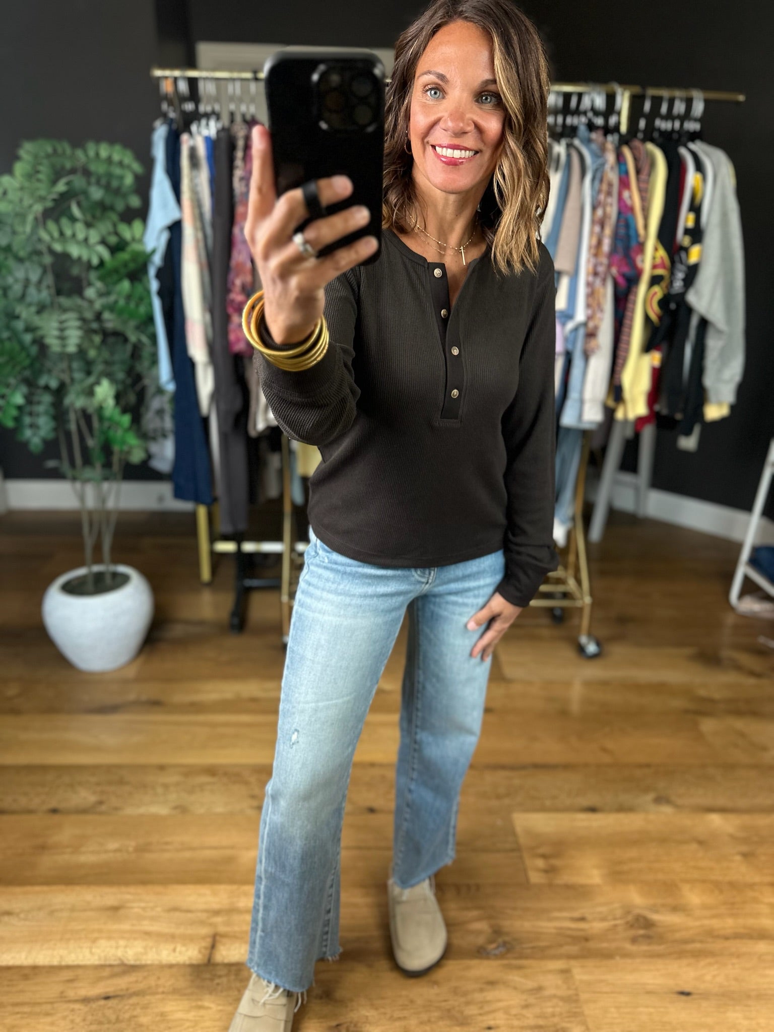 Love It Here Ribbed Henley Top-Long Sleeves-Thread & Supply-Anna Kaytes Boutique, Women's Fashion Boutique in Grinnell, Iowa