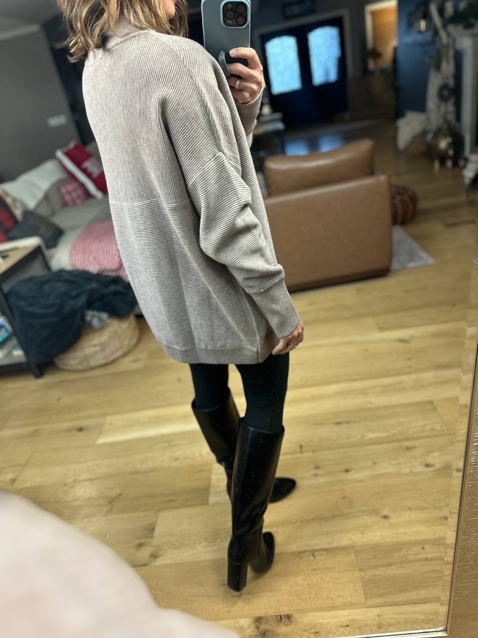 Thinking Of Us Mock-Neck Tunic Sweater-Sweaters-Anniewear-Anna Kaytes Boutique, Women's Fashion Boutique in Grinnell, Iowa