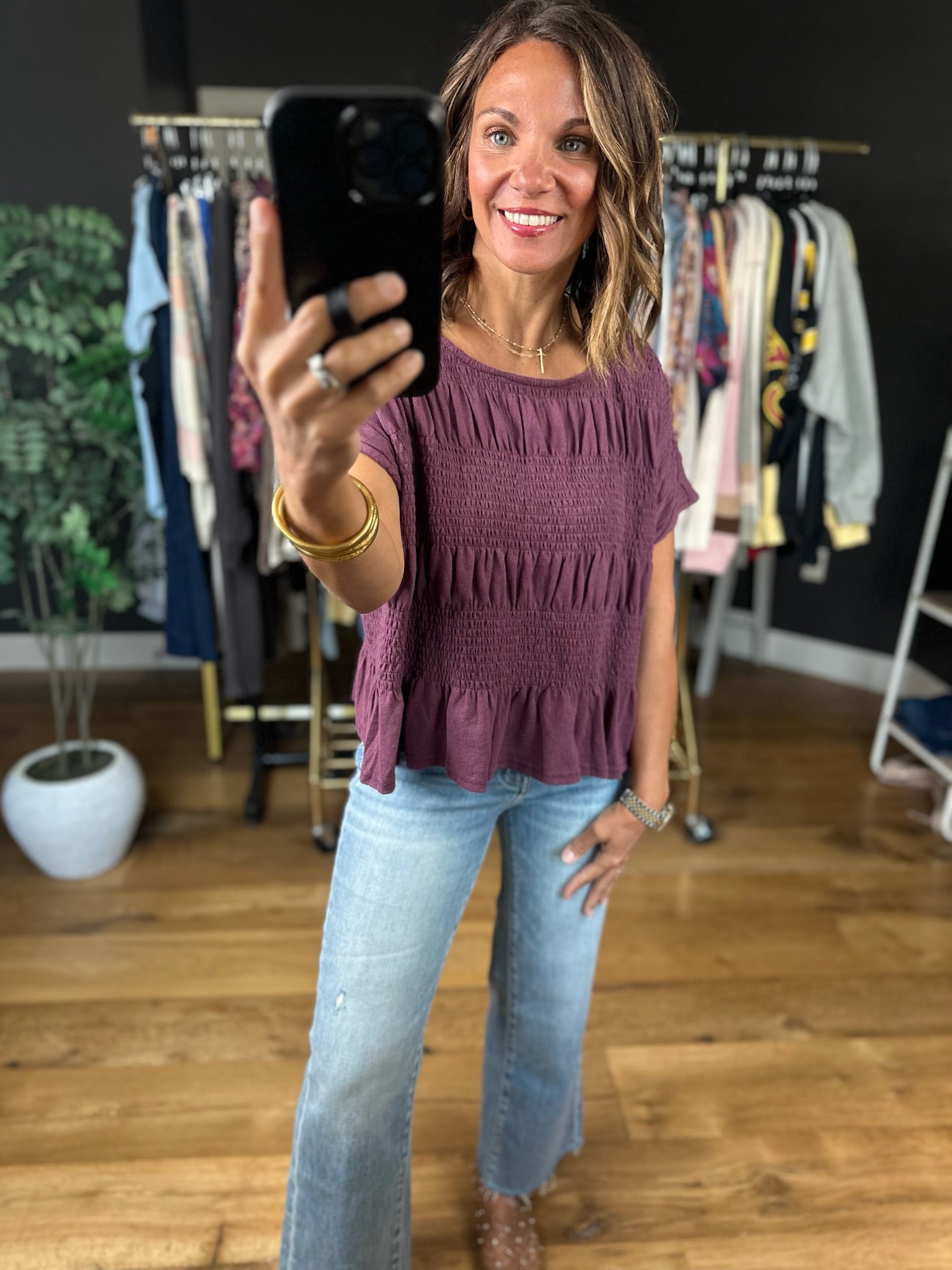 Daily Standard Smock-Detail Top-Short Sleeves-ee:some-Anna Kaytes Boutique, Women's Fashion Boutique in Grinnell, Iowa
