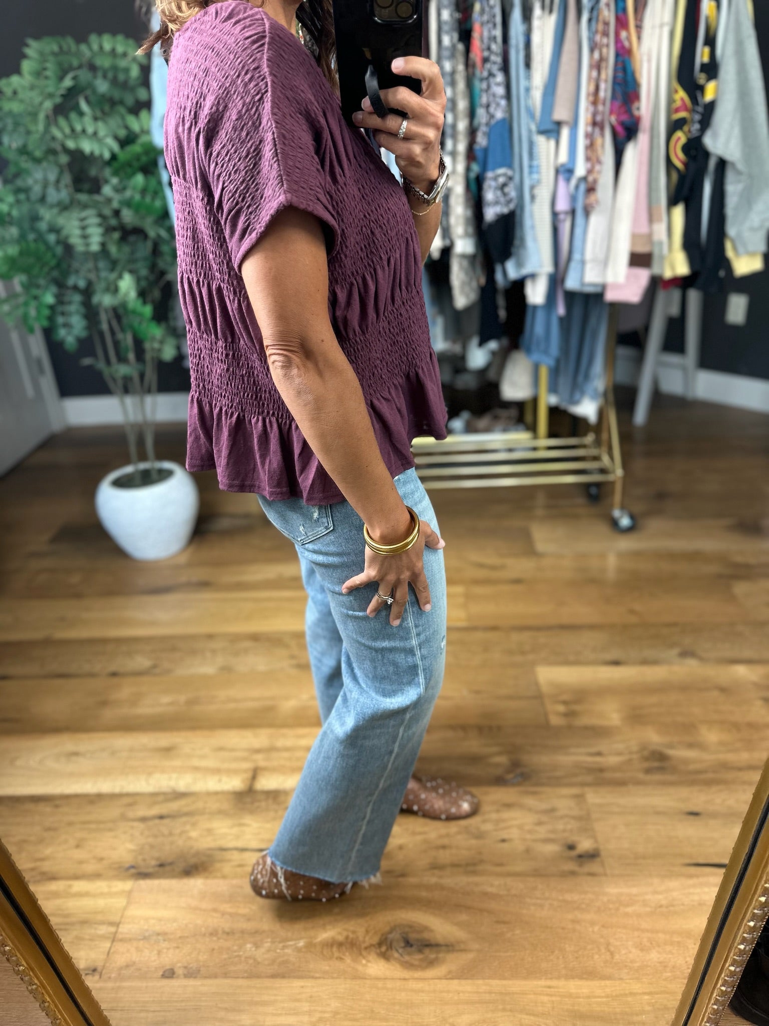 Daily Standard Smock-Detail Top-Short Sleeves-ee:some-Anna Kaytes Boutique, Women's Fashion Boutique in Grinnell, Iowa