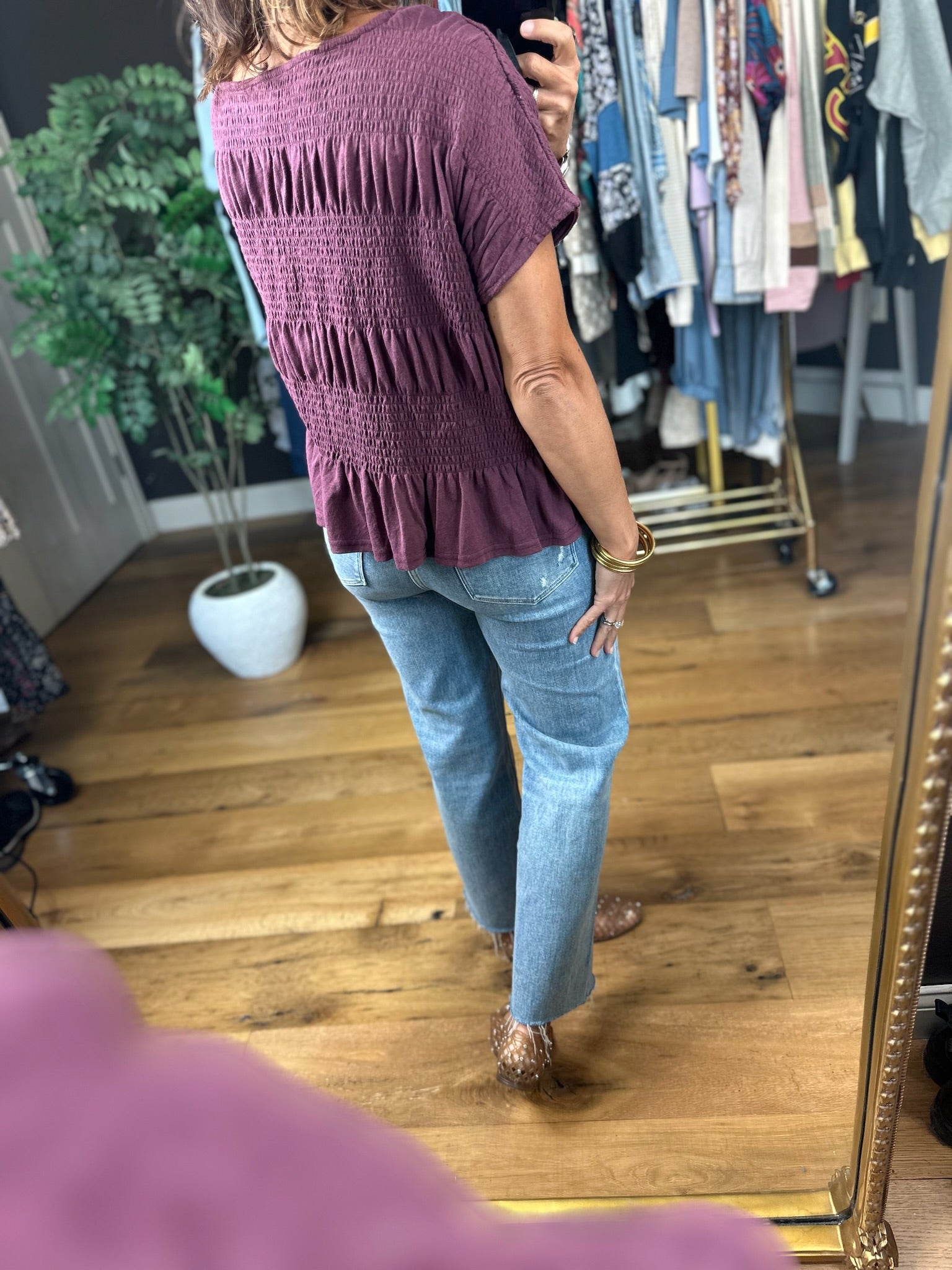 Daily Standard Smock-Detail Top-Short Sleeves-ee:some-Anna Kaytes Boutique, Women's Fashion Boutique in Grinnell, Iowa