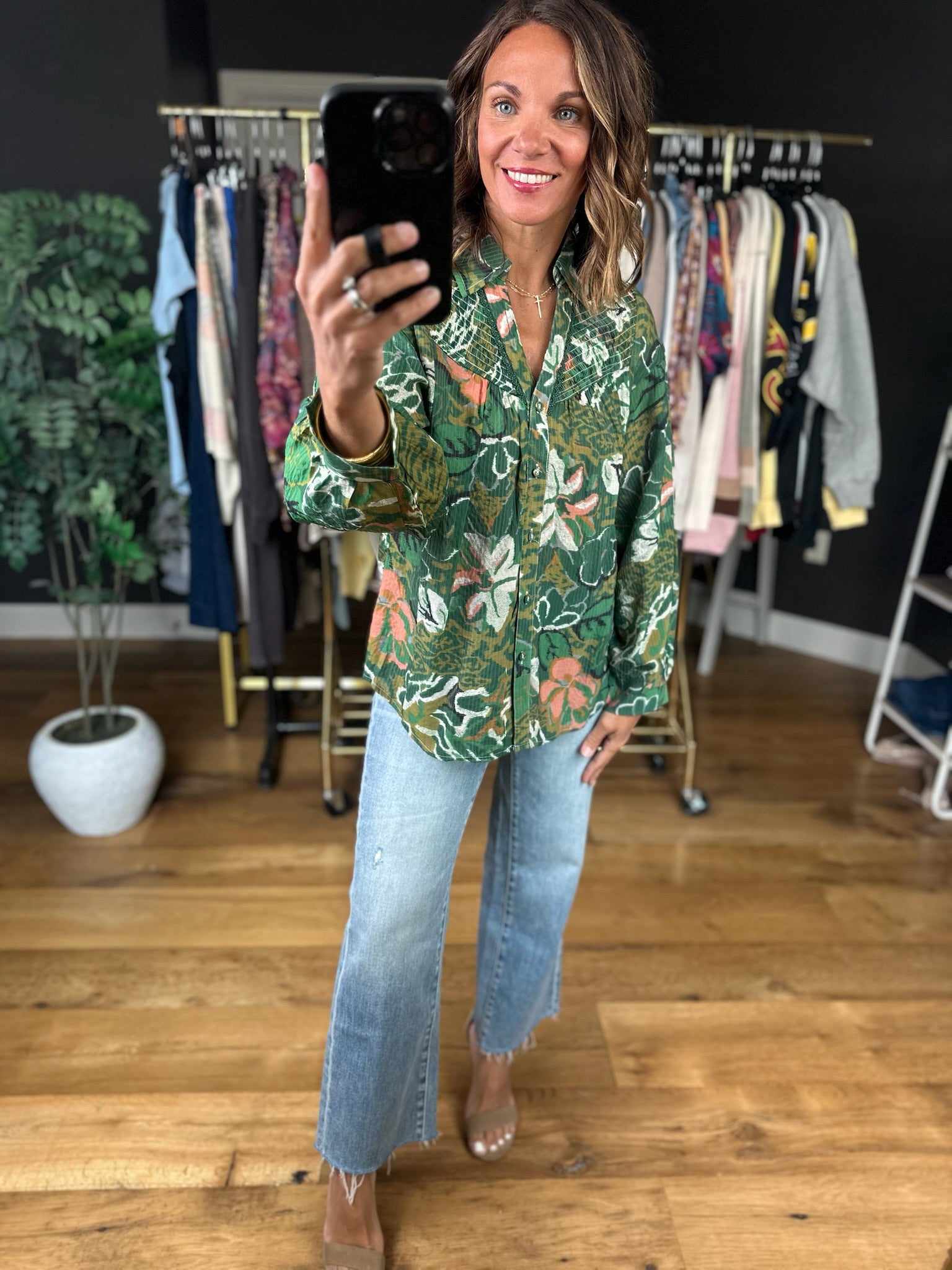 Sunday Best Floral Top-Long Sleeves-Umgee-Anna Kaytes Boutique, Women's Fashion Boutique in Grinnell, Iowa