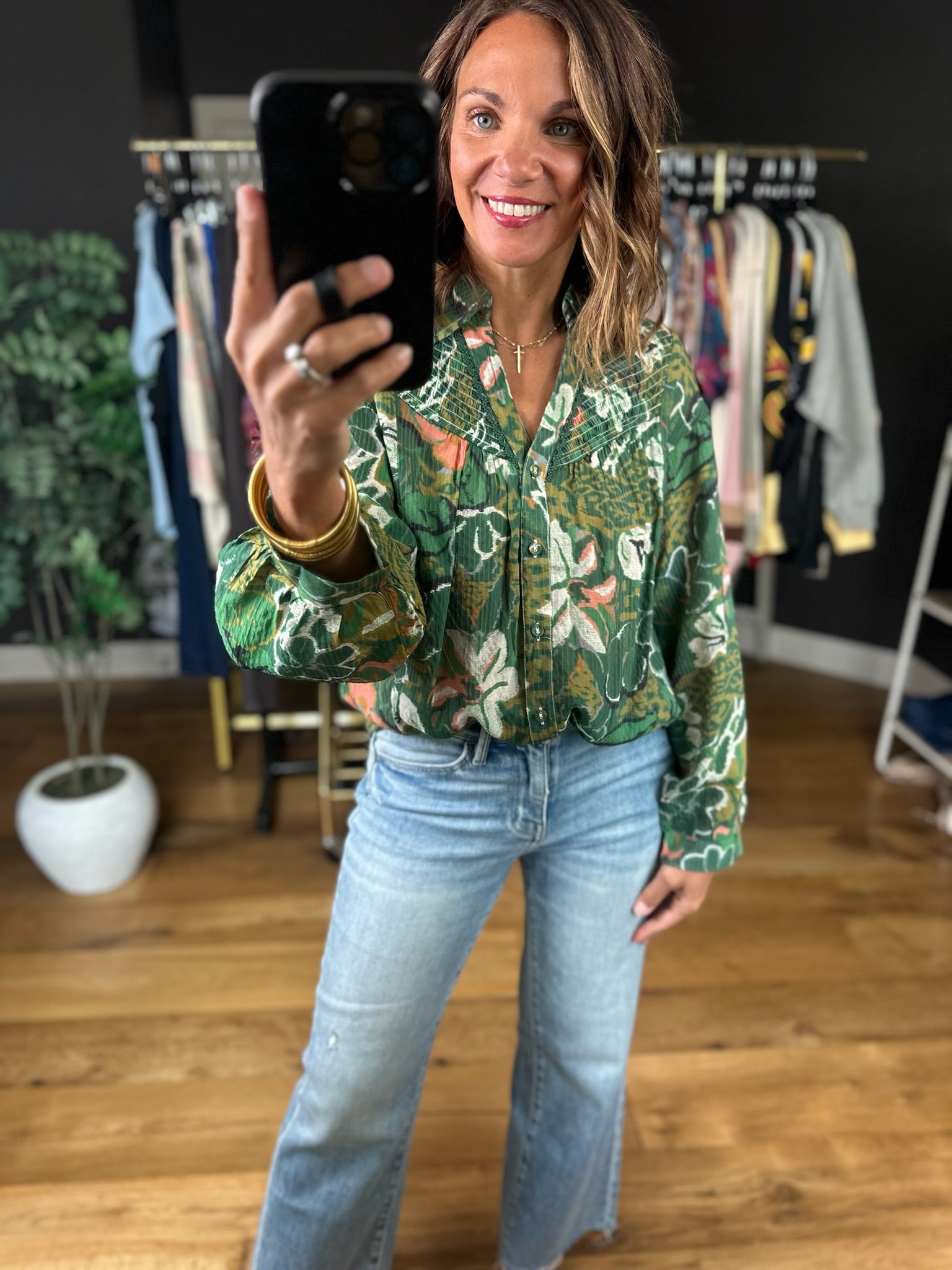 Sunday Best Floral Top-Long Sleeves-Umgee-Anna Kaytes Boutique, Women's Fashion Boutique in Grinnell, Iowa