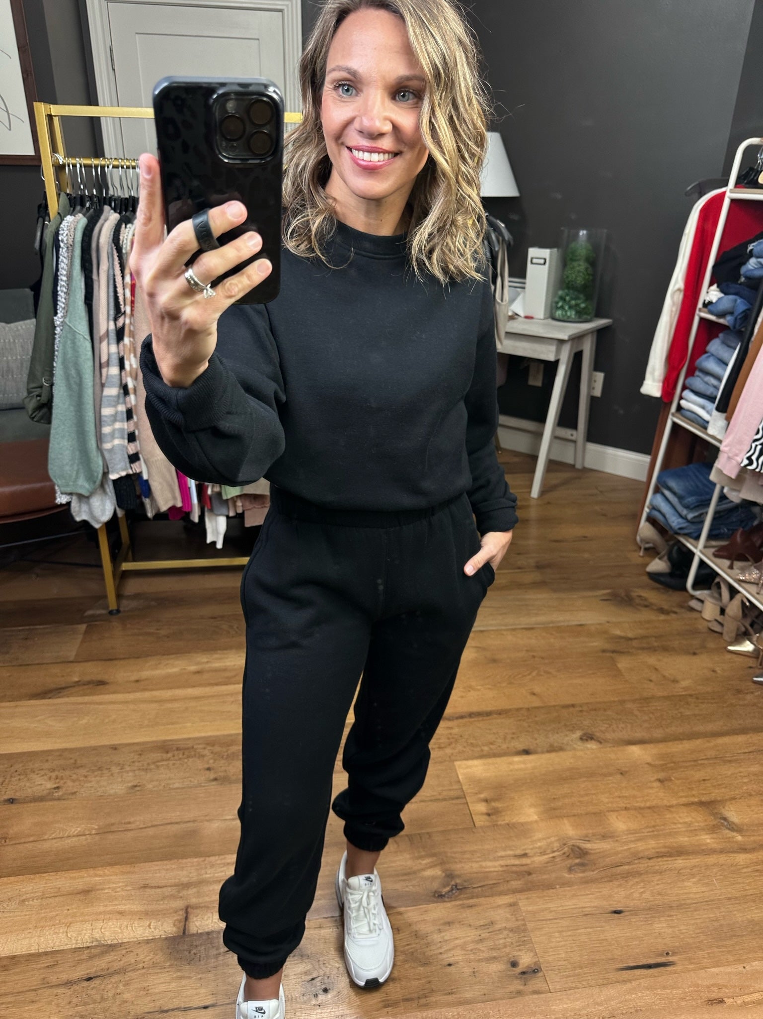 The Maddie Cropped Crew + Jogger Set - Multiple Options-Two Piece Set-Reflex T105/PA903-Anna Kaytes Boutique, Women's Fashion Boutique in Grinnell, Iowa