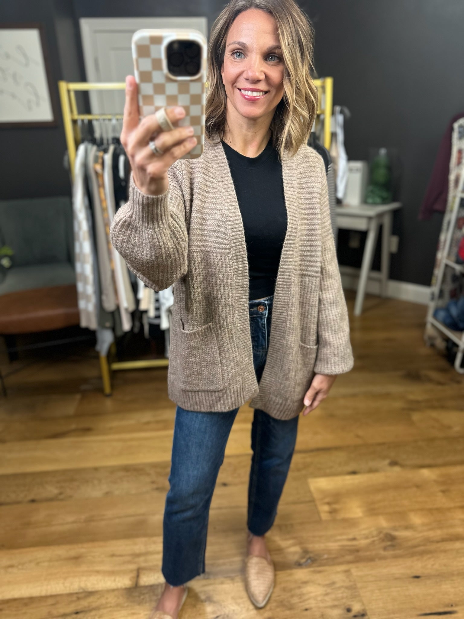 Gather Around Pocket Cardigan - Mocha-Staccato-Anna Kaytes Boutique, Women's Fashion Boutique in Grinnell, Iowa