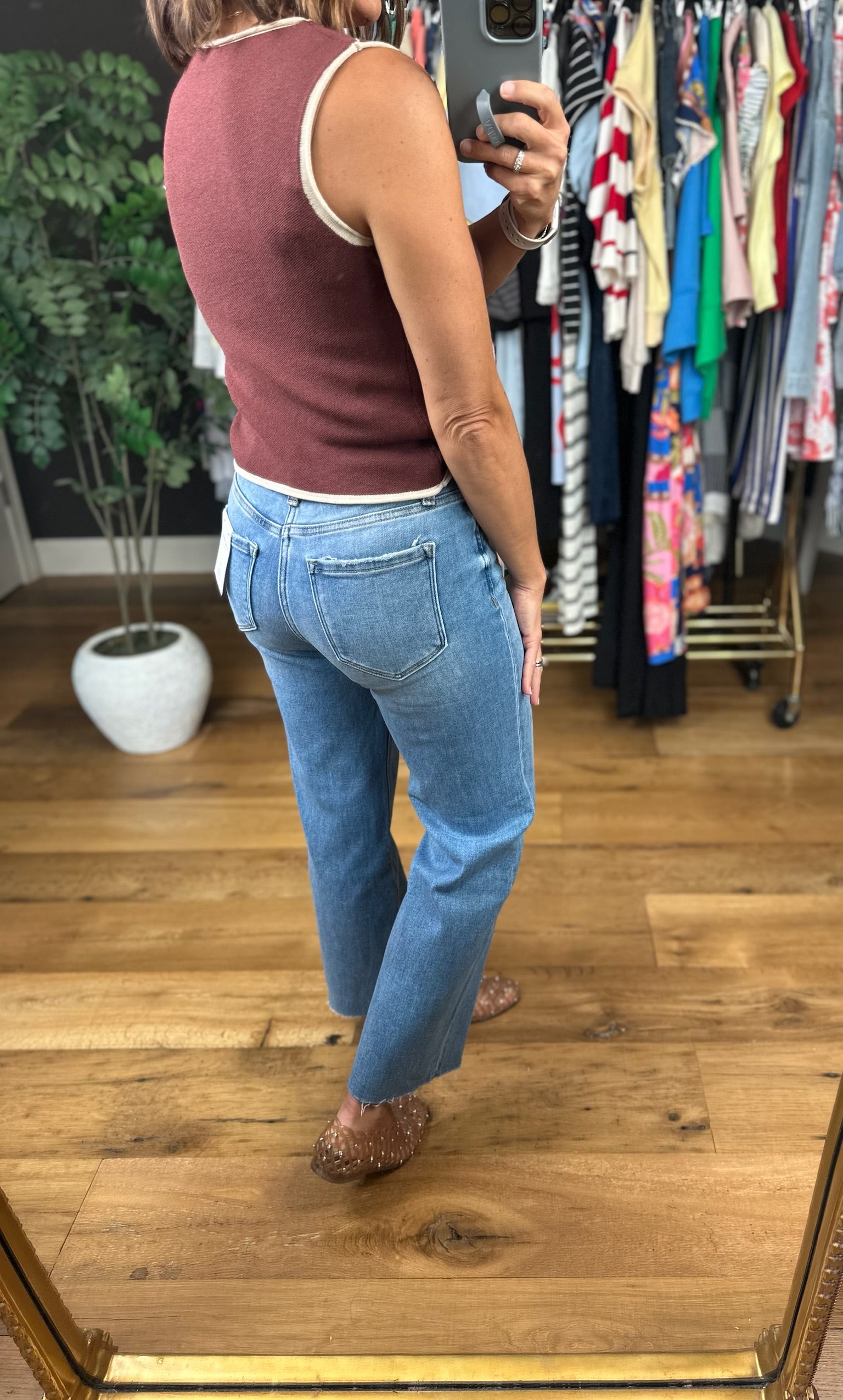The Aleah High-Rise Slim Wide Crop Denim-Jeans-Flying Monkey-Anna Kaytes Boutique, Women's Fashion Boutique in Grinnell, Iowa