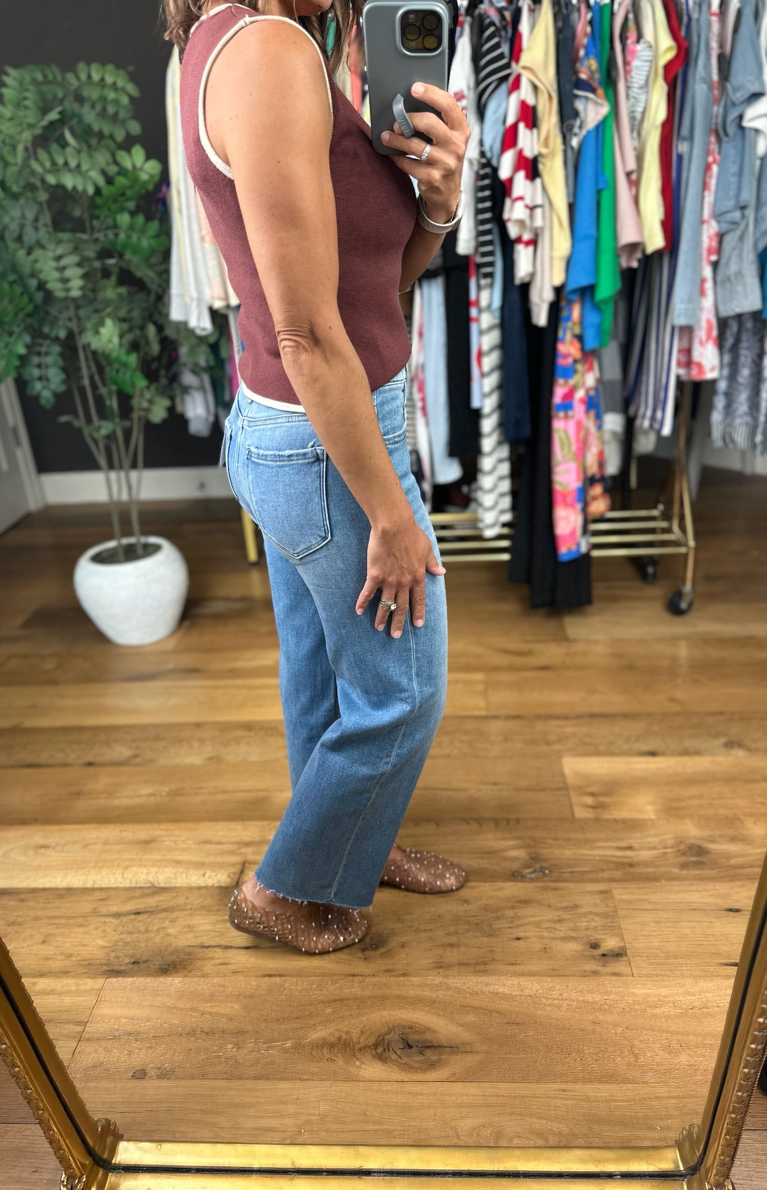 The Aleah High-Rise Slim Wide Crop Denim-Jeans-Flying Monkey-Anna Kaytes Boutique, Women's Fashion Boutique in Grinnell, Iowa