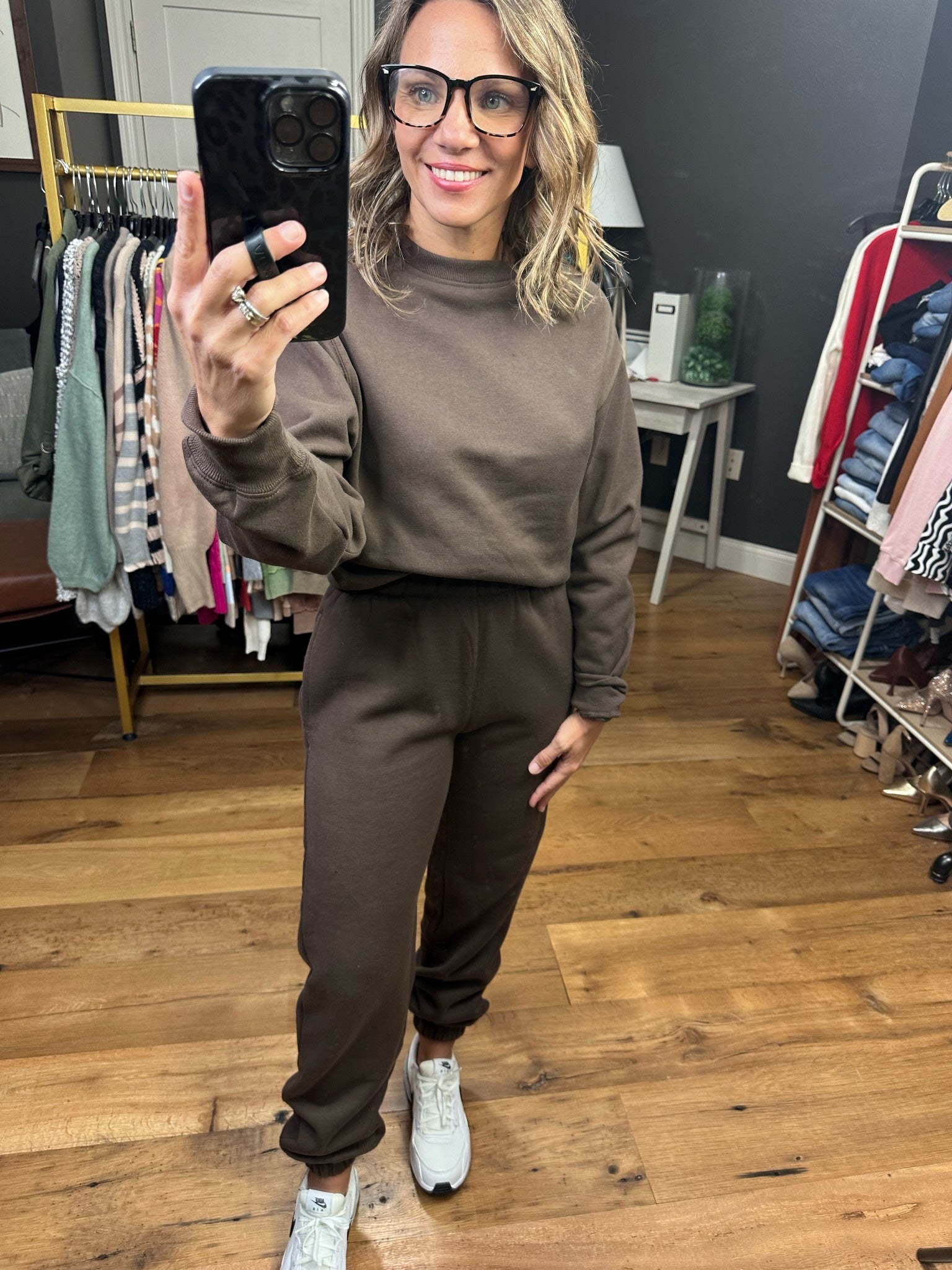 The Maddie Cropped Crew + Jogger Set - Multiple Options-Two Piece Set-Reflex T105/PA903-Anna Kaytes Boutique, Women's Fashion Boutique in Grinnell, Iowa