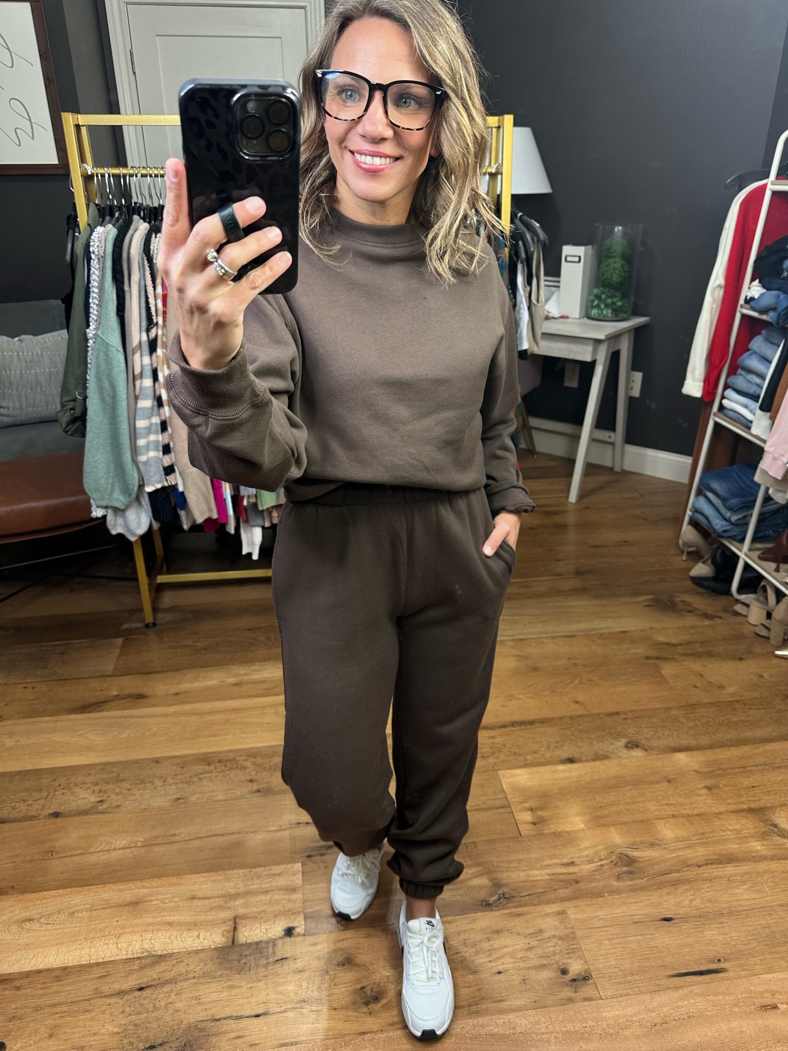 The Maddie Cropped Crew + Jogger Set - Multiple Options-Two Piece Set-Reflex T105/PA903-Anna Kaytes Boutique, Women's Fashion Boutique in Grinnell, Iowa