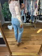 Struck Gold Lace Long Sleeve-Long Sleeves-Zenana-Anna Kaytes Boutique, Women's Fashion Boutique in Grinnell, Iowa