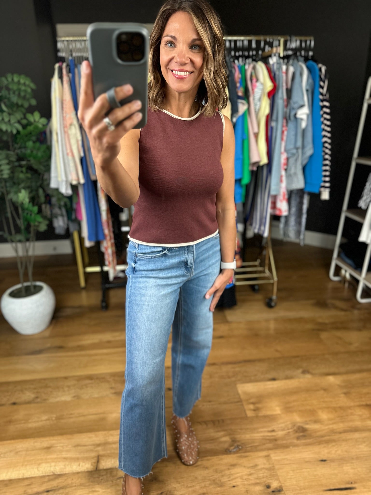 The Aleah High-Rise Slim Wide Crop Denim-Jeans-Flying Monkey-Anna Kaytes Boutique, Women's Fashion Boutique in Grinnell, Iowa