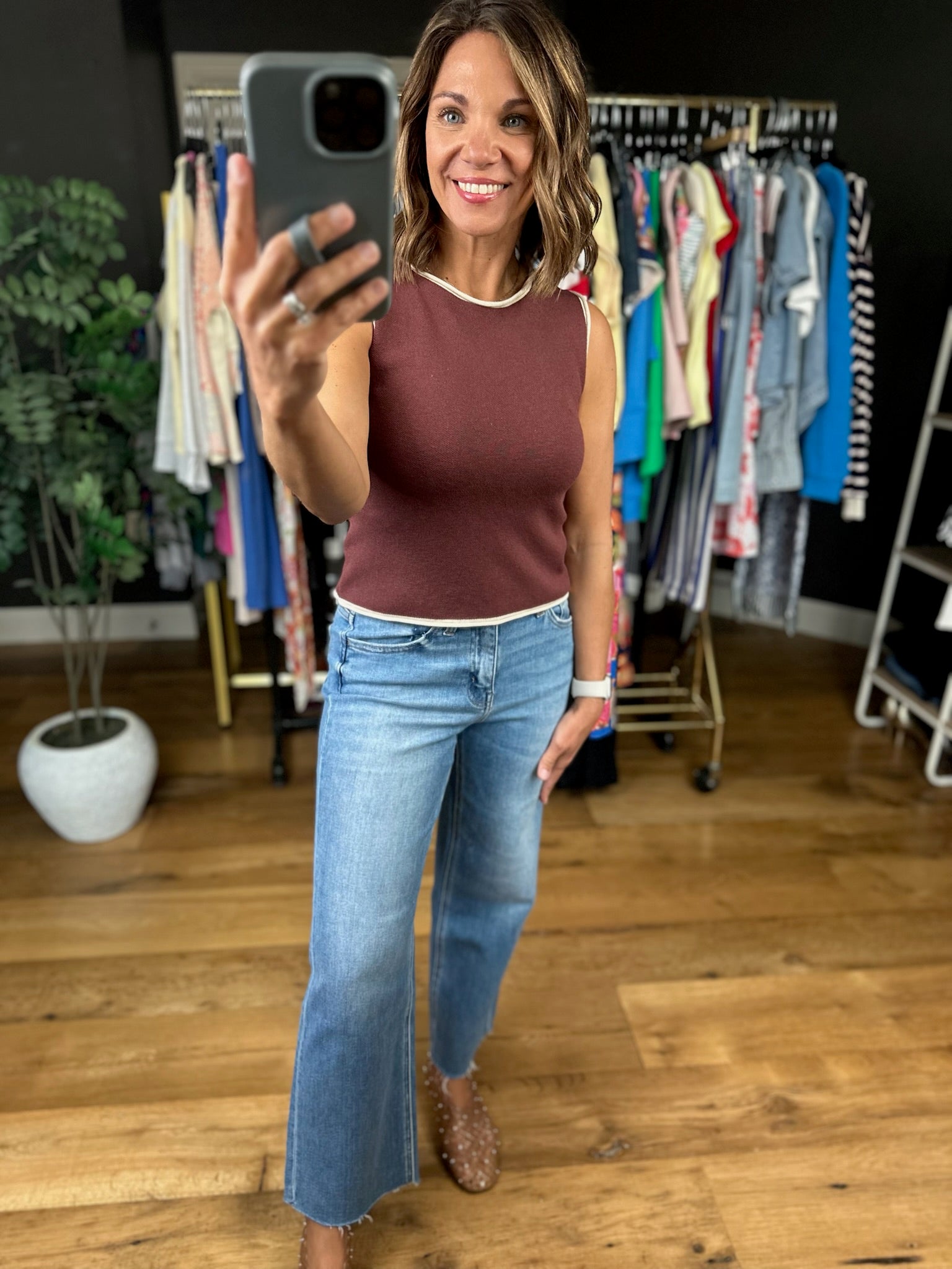 The Aleah High-Rise Slim Wide Crop Denim-Jeans-Flying Monkey-Anna Kaytes Boutique, Women's Fashion Boutique in Grinnell, Iowa