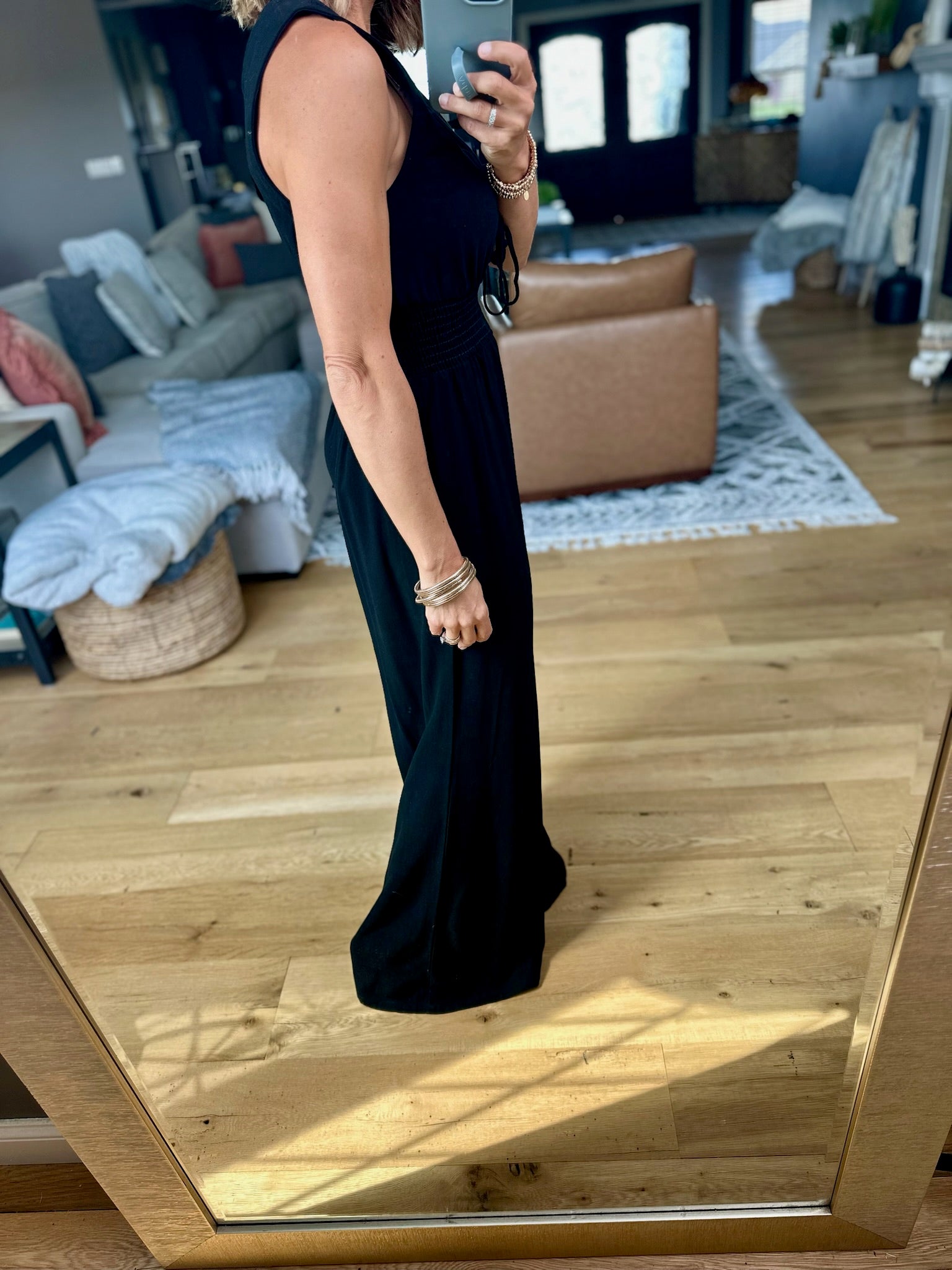 Misunderstood Tie V-Neck Jumpsuit-Wasabi & Mint-Anna Kaytes Boutique, Women's Fashion Boutique in Grinnell, Iowa