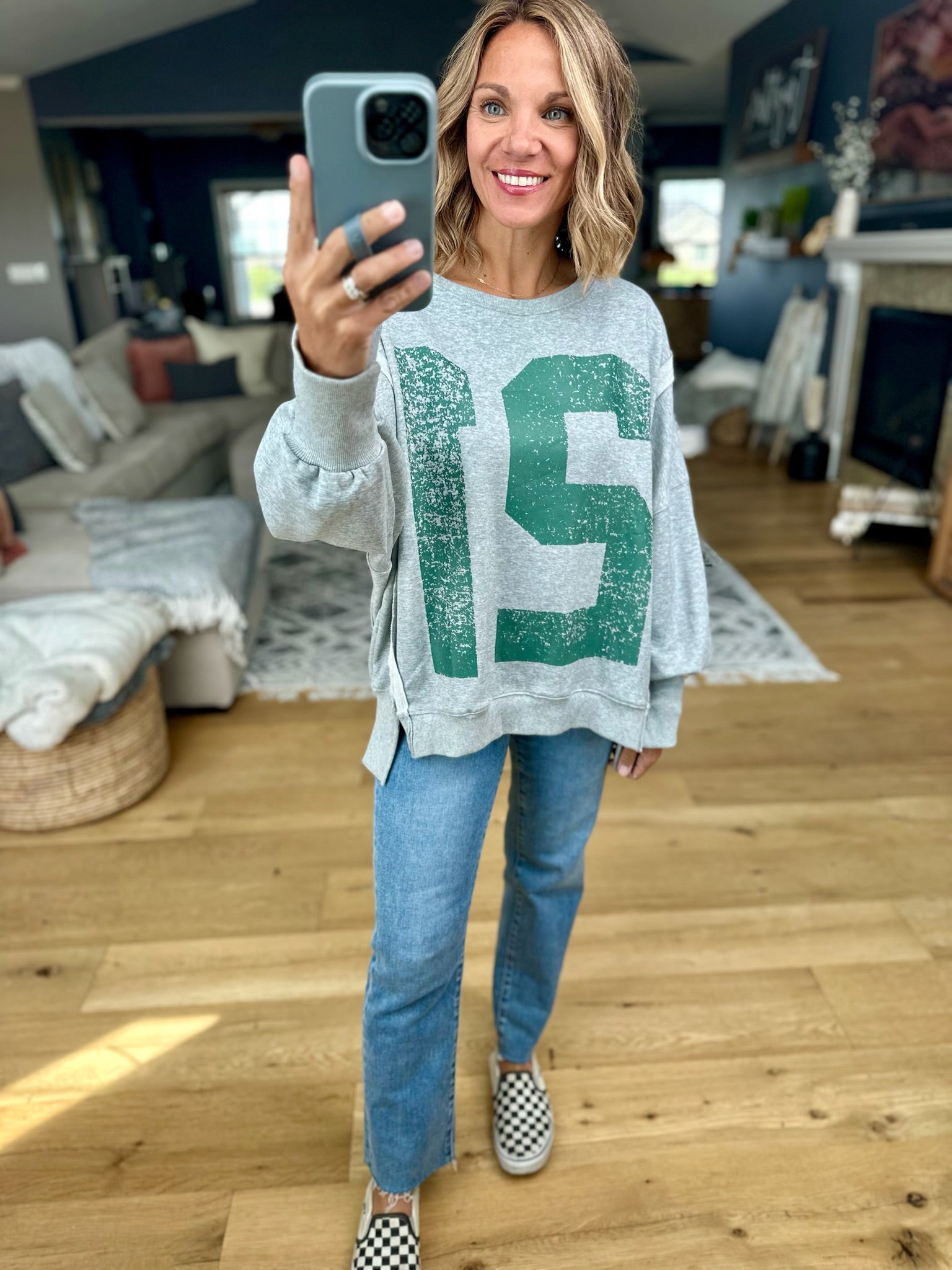 Varsity Crew Sweatshirt-Eesome-Anna Kaytes Boutique, Women's Fashion Boutique in Grinnell, Iowa