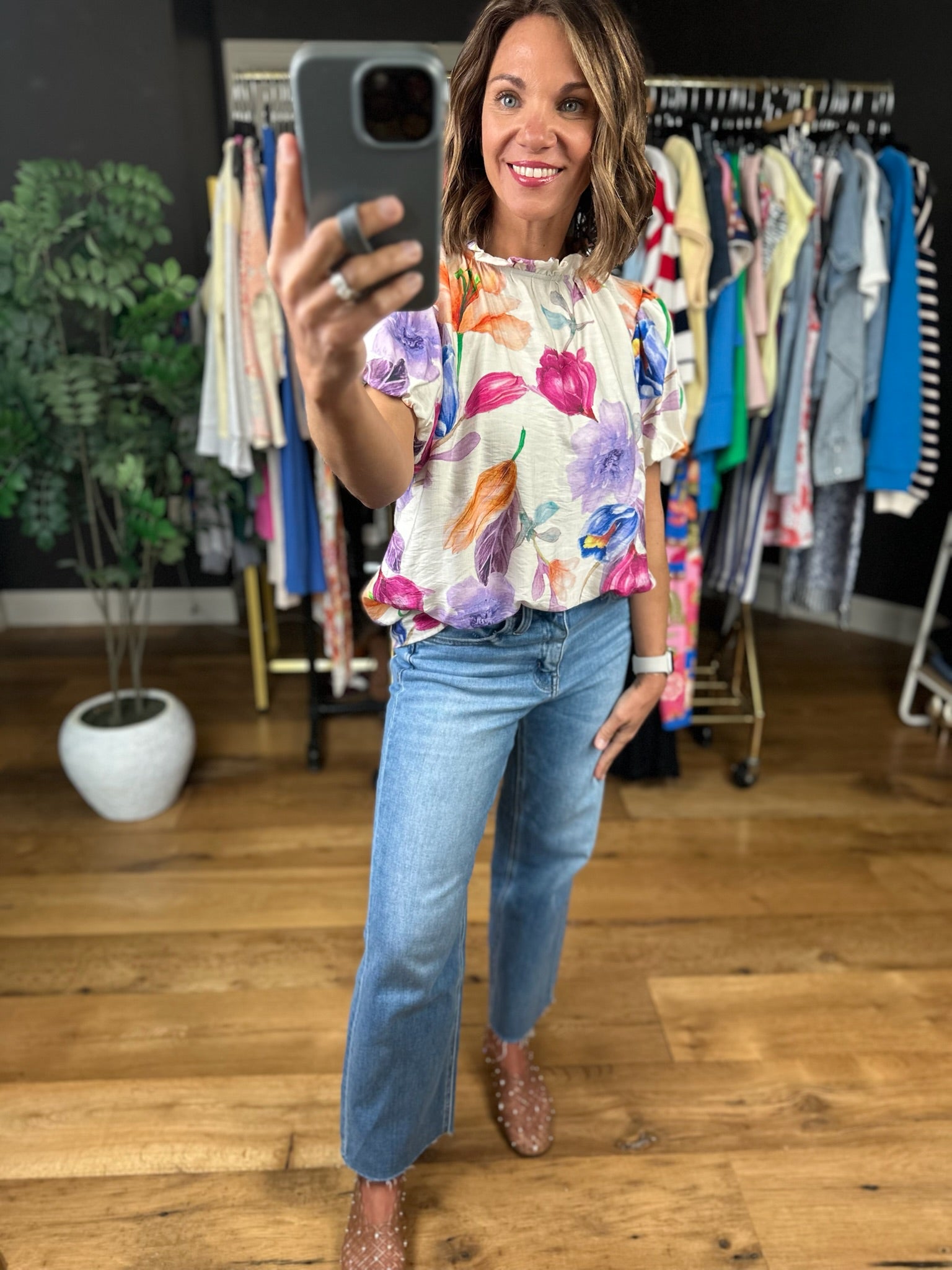Grow In Love Floral Top-Short Sleeves-Umgee-Anna Kaytes Boutique, Women's Fashion Boutique in Grinnell, Iowa