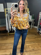 Tomorrow's News Floral Top - Mustard-Skies Are Blue-Anna Kaytes Boutique, Women's Fashion Boutique in Grinnell, Iowa