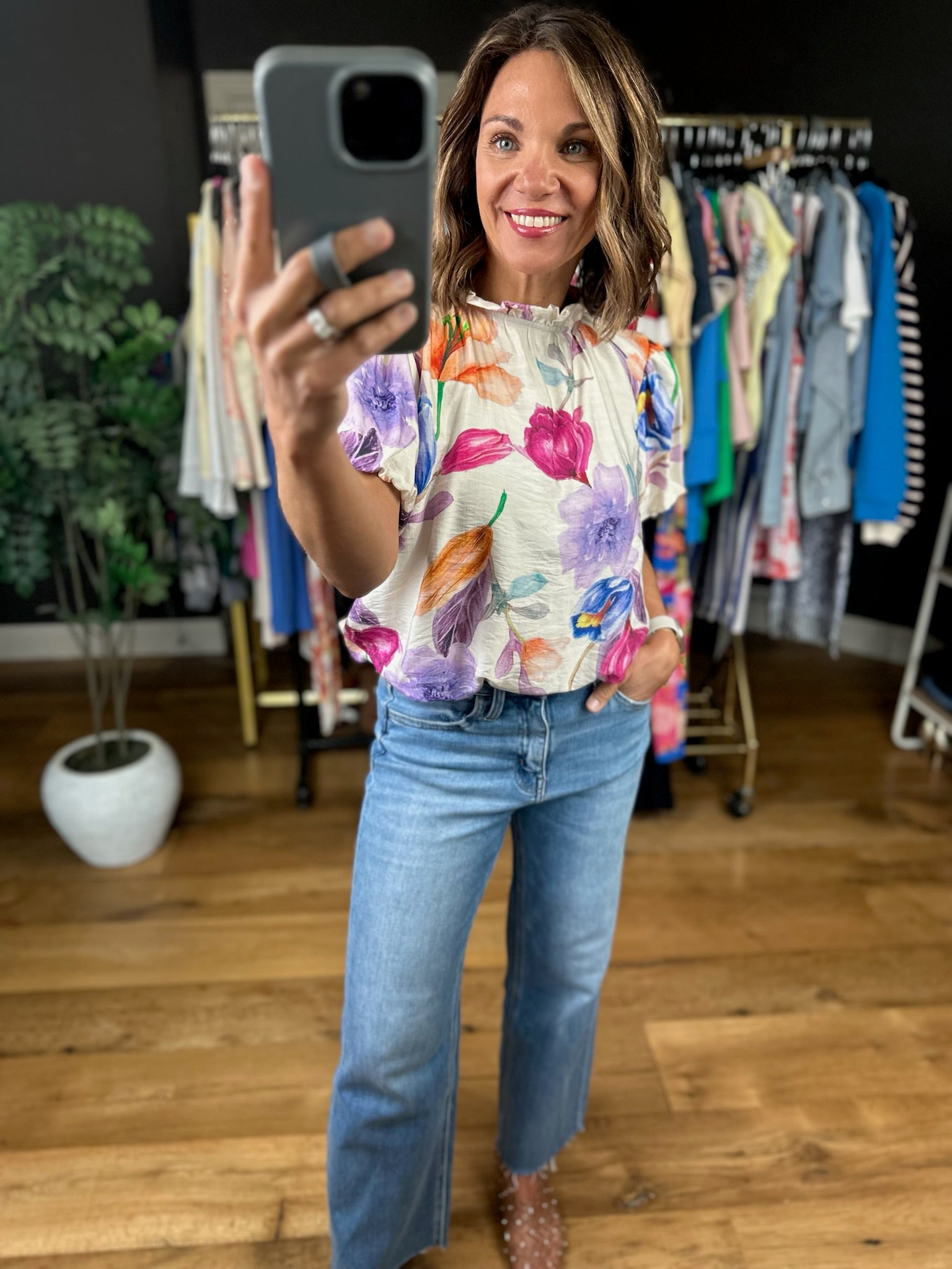 Grow In Love Floral Top-Short Sleeves-Umgee-Anna Kaytes Boutique, Women's Fashion Boutique in Grinnell, Iowa