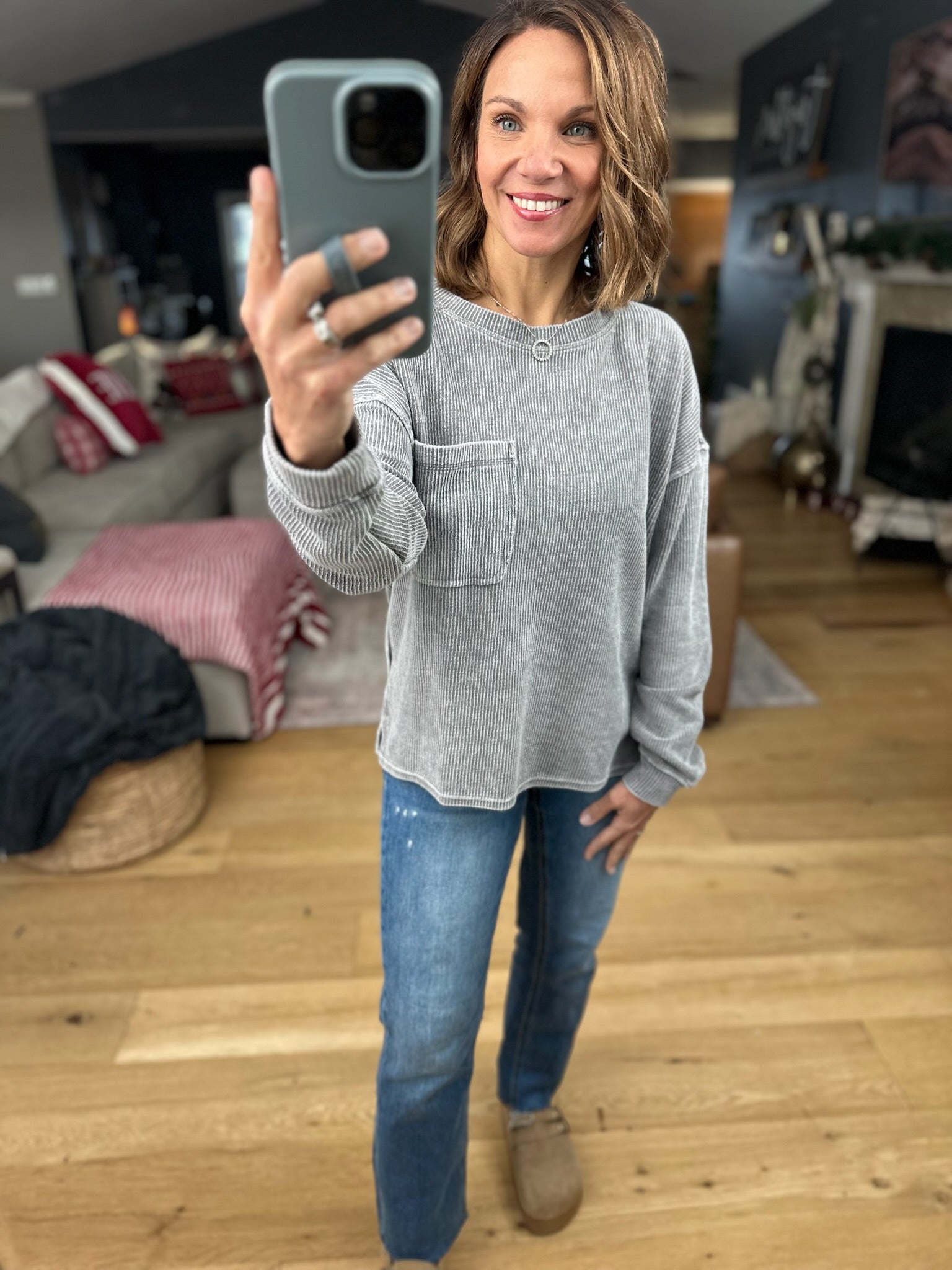 Make It Through Ribbed Long Sleeve Top-Long Sleeves-Blu Pepper-Anna Kaytes Boutique, Women's Fashion Boutique in Grinnell, Iowa