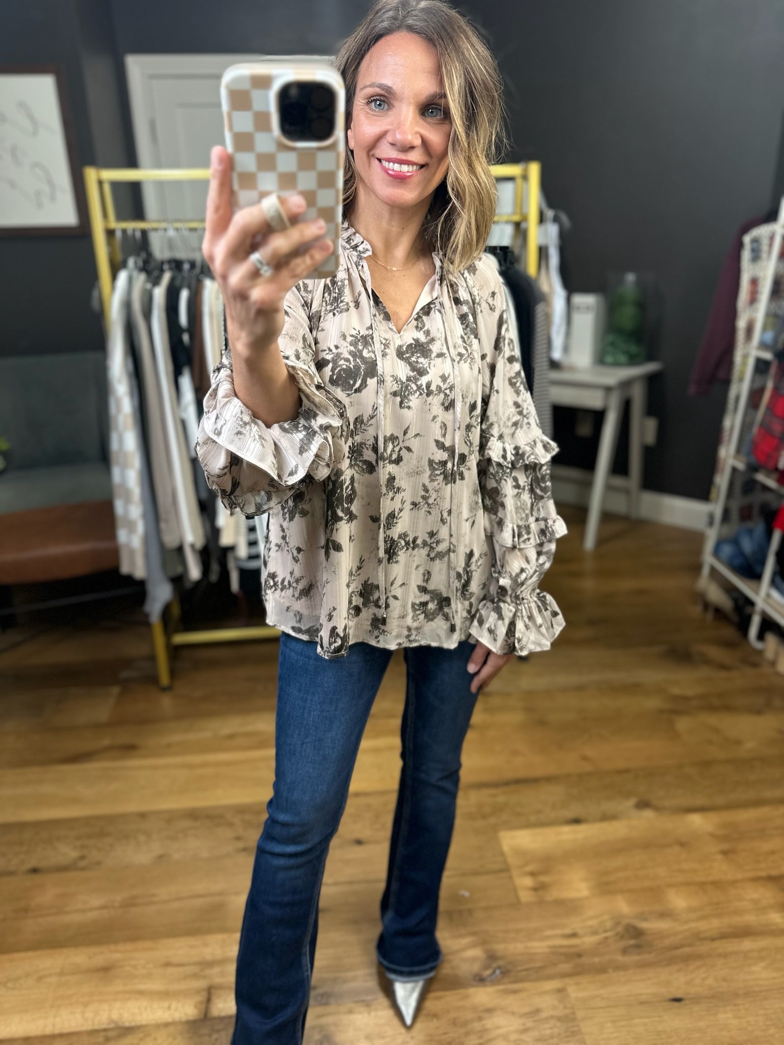 Make It The Best Floral Top - Mocha-Entro-Anna Kaytes Boutique, Women's Fashion Boutique in Grinnell, Iowa