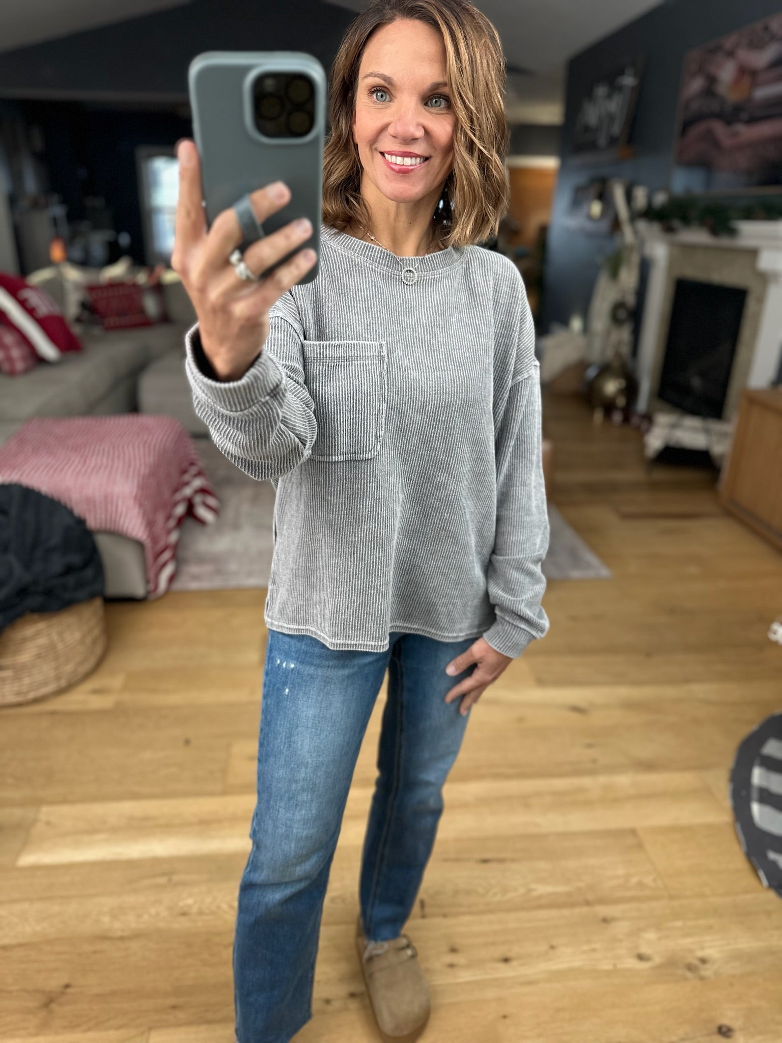 Make It Through Ribbed Long Sleeve Top-Long Sleeves-Blu Pepper-Anna Kaytes Boutique, Women's Fashion Boutique in Grinnell, Iowa