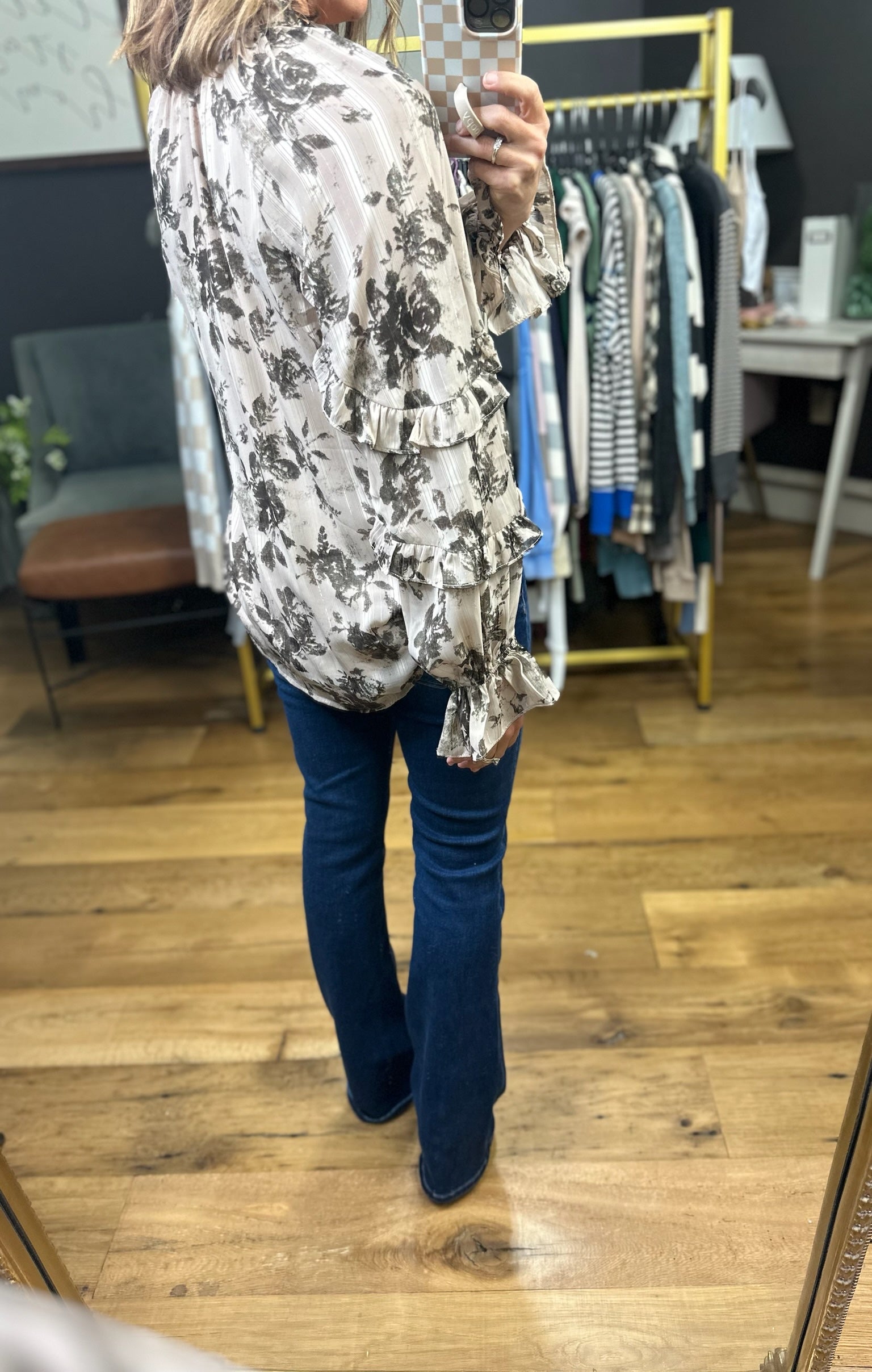 Make It The Best Floral Top - Mocha-Entro-Anna Kaytes Boutique, Women's Fashion Boutique in Grinnell, Iowa