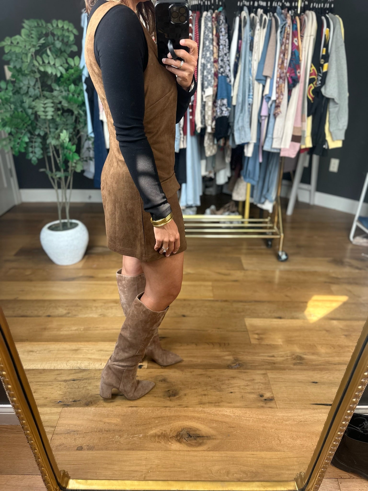 Tell You First Faux-Suede Romper-Dresses-ee:some-Anna Kaytes Boutique, Women's Fashion Boutique in Grinnell, Iowa