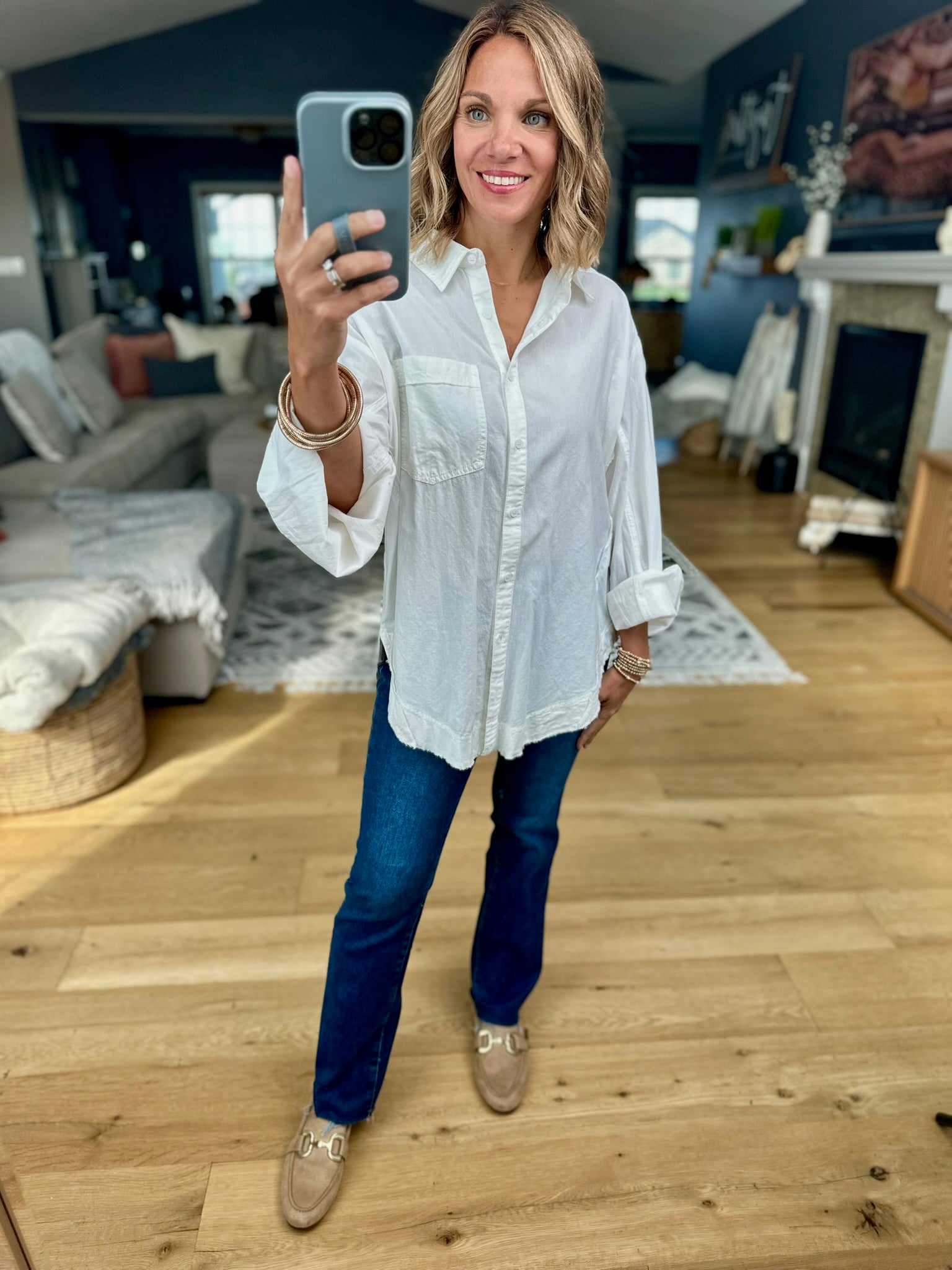 Make It My Business Boyfriend Button-Down Top-Wishlist-Anna Kaytes Boutique, Women's Fashion Boutique in Grinnell, Iowa