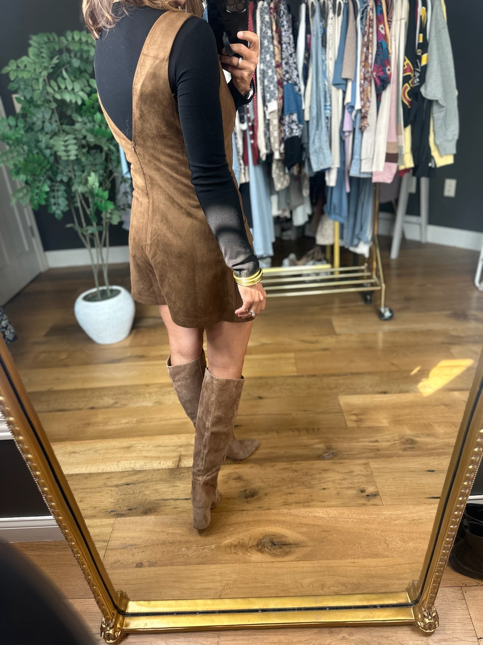 Tell You First Faux-Suede Romper-Dresses-ee:some-Anna Kaytes Boutique, Women's Fashion Boutique in Grinnell, Iowa