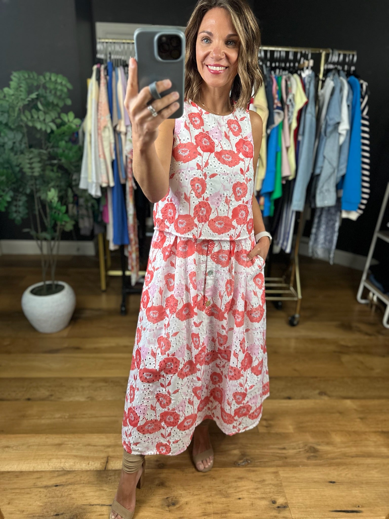 See It My Way Eyelet Floral Skirt-Skirts-Entro-Anna Kaytes Boutique, Women's Fashion Boutique in Grinnell, Iowa