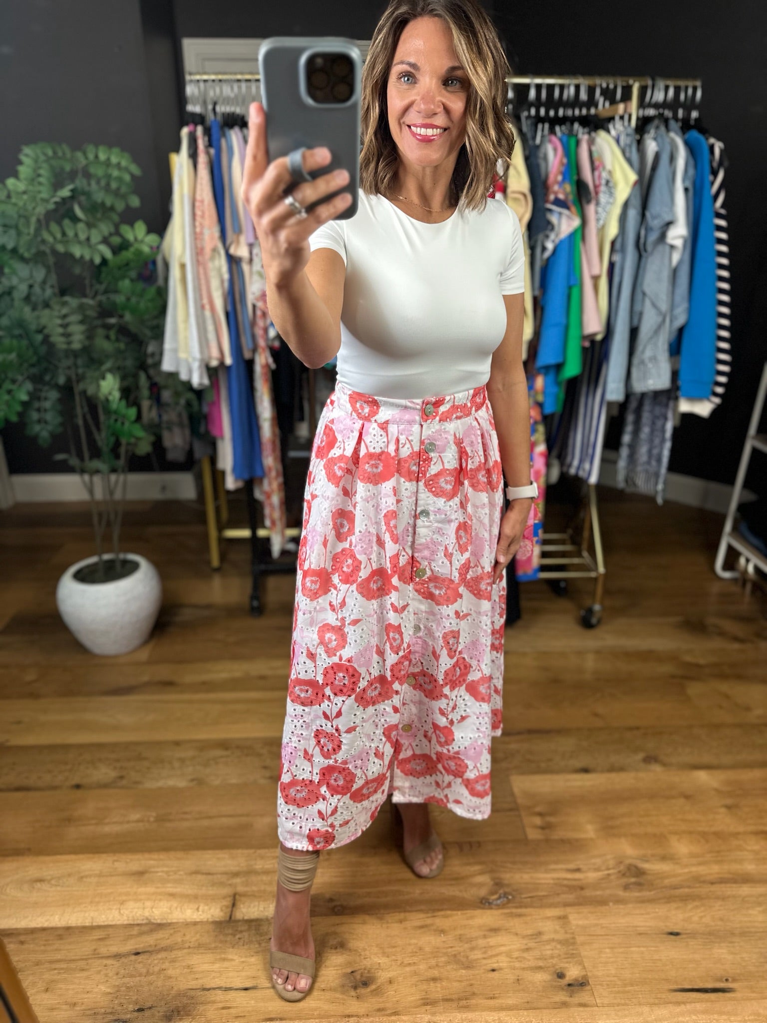 See It My Way Eyelet Floral Skirt-Skirts-Entro-Anna Kaytes Boutique, Women's Fashion Boutique in Grinnell, Iowa