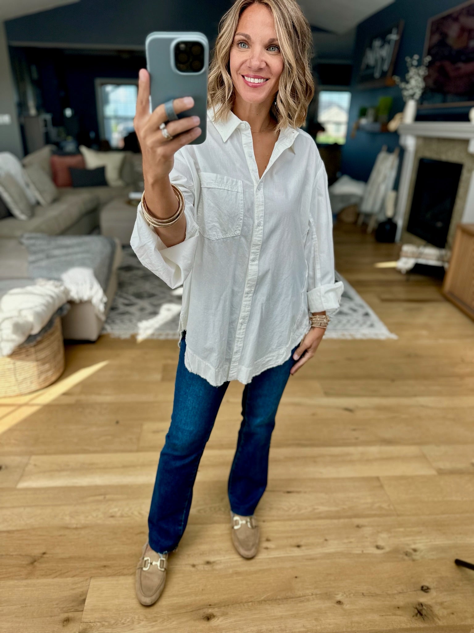 Make It My Business Boyfriend Button-Down Top-Wishlist-Anna Kaytes Boutique, Women's Fashion Boutique in Grinnell, Iowa