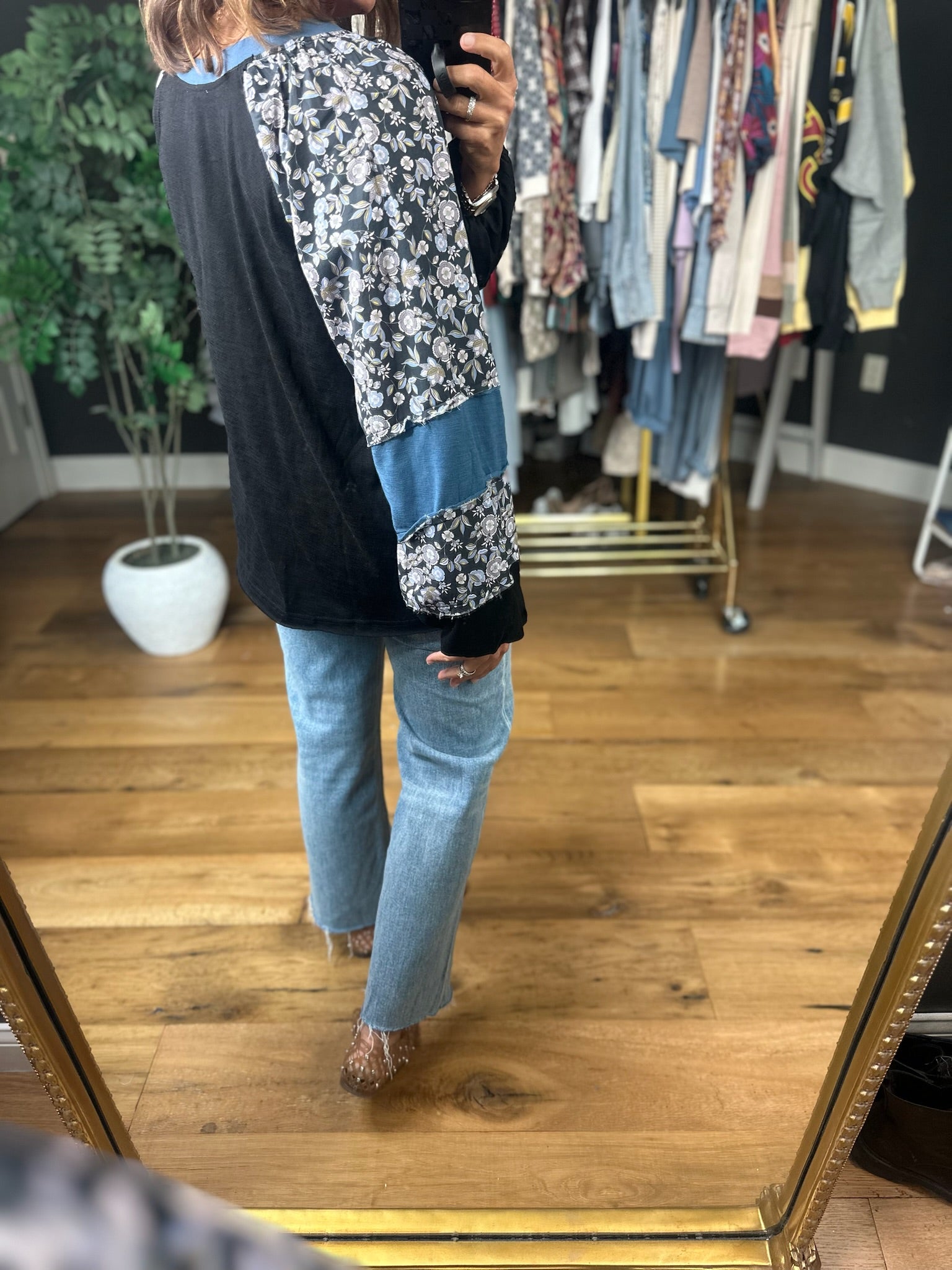 Open Doors Floral-Detail Long Sleeve Top-Long Sleeves-Umgee-Anna Kaytes Boutique, Women's Fashion Boutique in Grinnell, Iowa