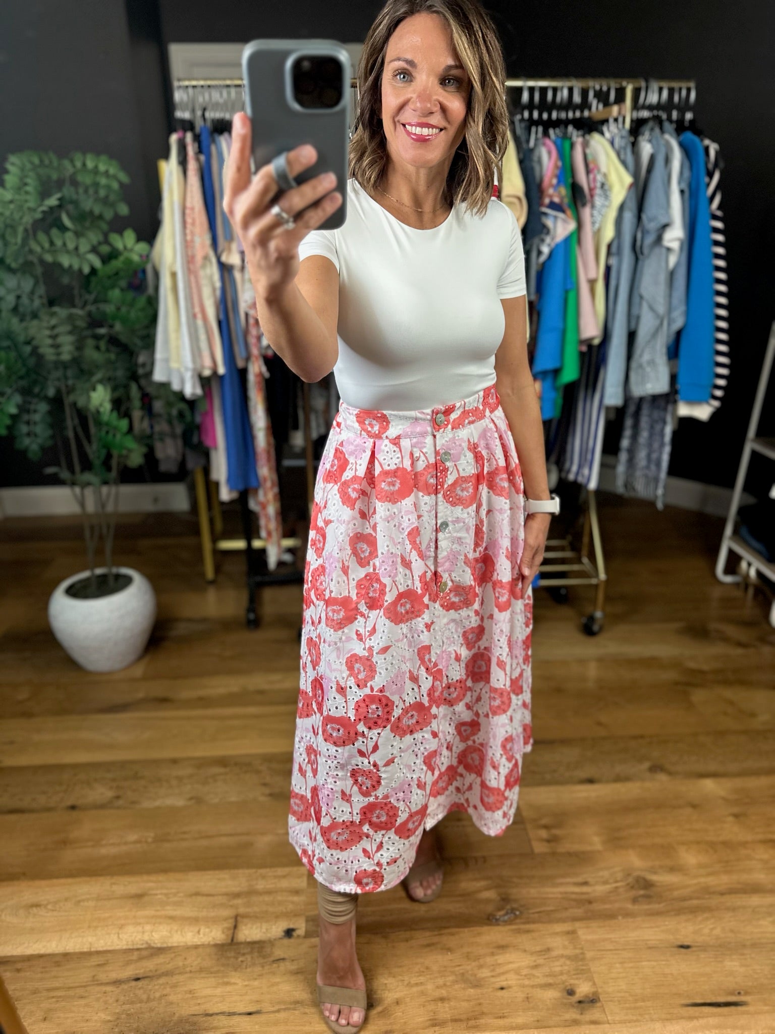 See It My Way Eyelet Floral Skirt-Skirts-Entro-Anna Kaytes Boutique, Women's Fashion Boutique in Grinnell, Iowa