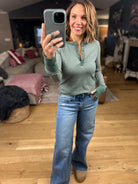 Always About It Ribbed Striped Snap-Detail Long Sleeve-Long Sleeves-Doe & Rae-Anna Kaytes Boutique, Women's Fashion Boutique in Grinnell, Iowa