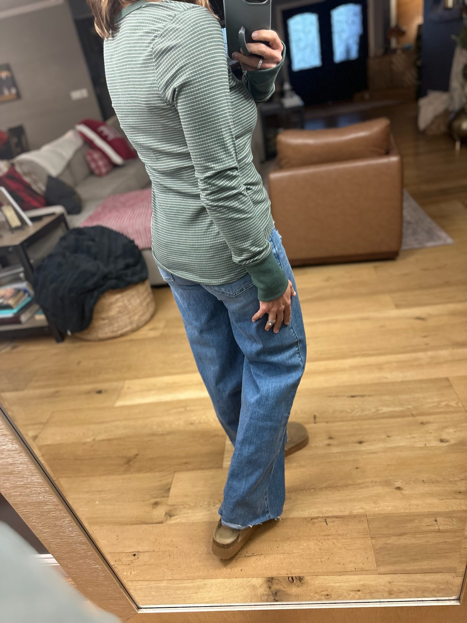 Always About It Ribbed Striped Snap-Detail Long Sleeve-Long Sleeves-Doe & Rae-Anna Kaytes Boutique, Women's Fashion Boutique in Grinnell, Iowa