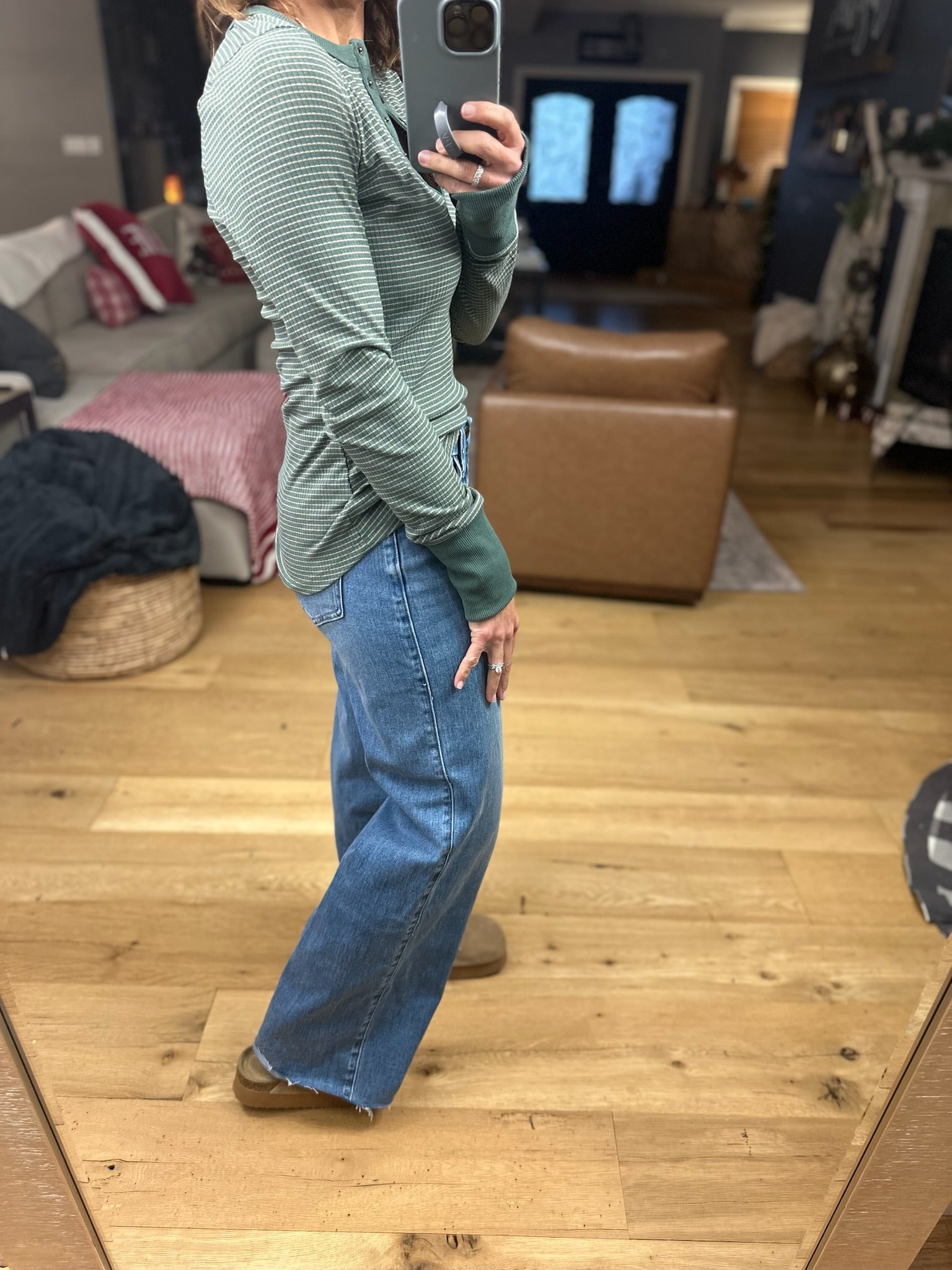 Always About It Ribbed Striped Snap-Detail Long Sleeve-Long Sleeves-Doe & Rae-Anna Kaytes Boutique, Women's Fashion Boutique in Grinnell, Iowa