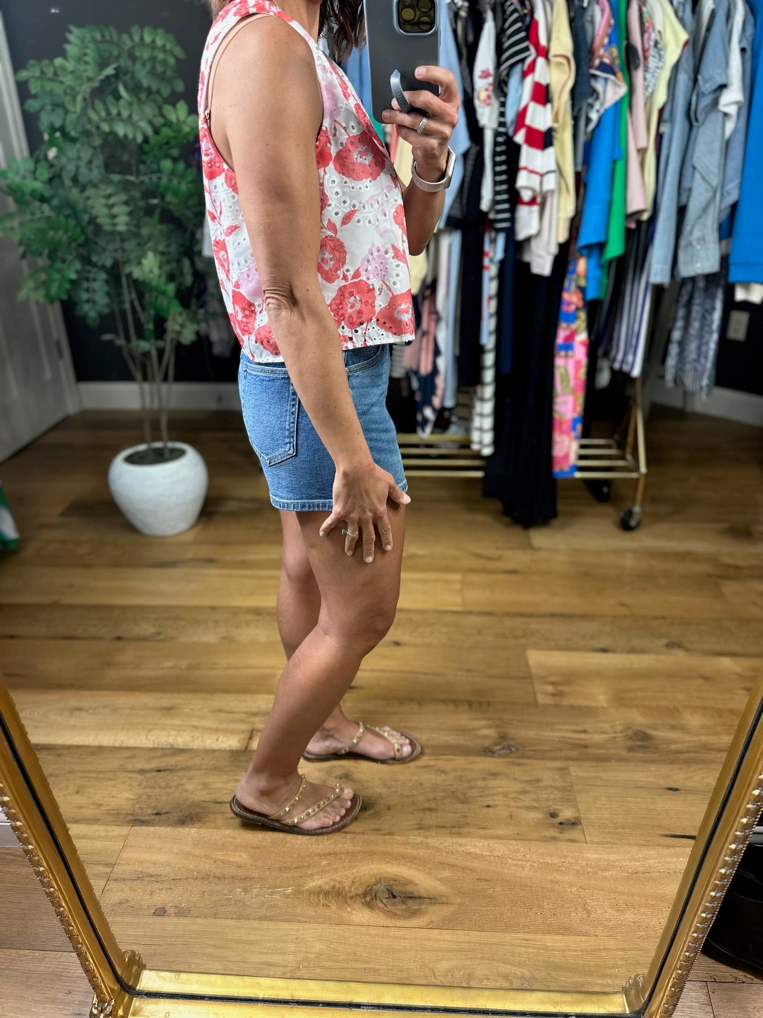 See It My Way Eyelet Floral Top-Sleeveless-Entro-Anna Kaytes Boutique, Women's Fashion Boutique in Grinnell, Iowa