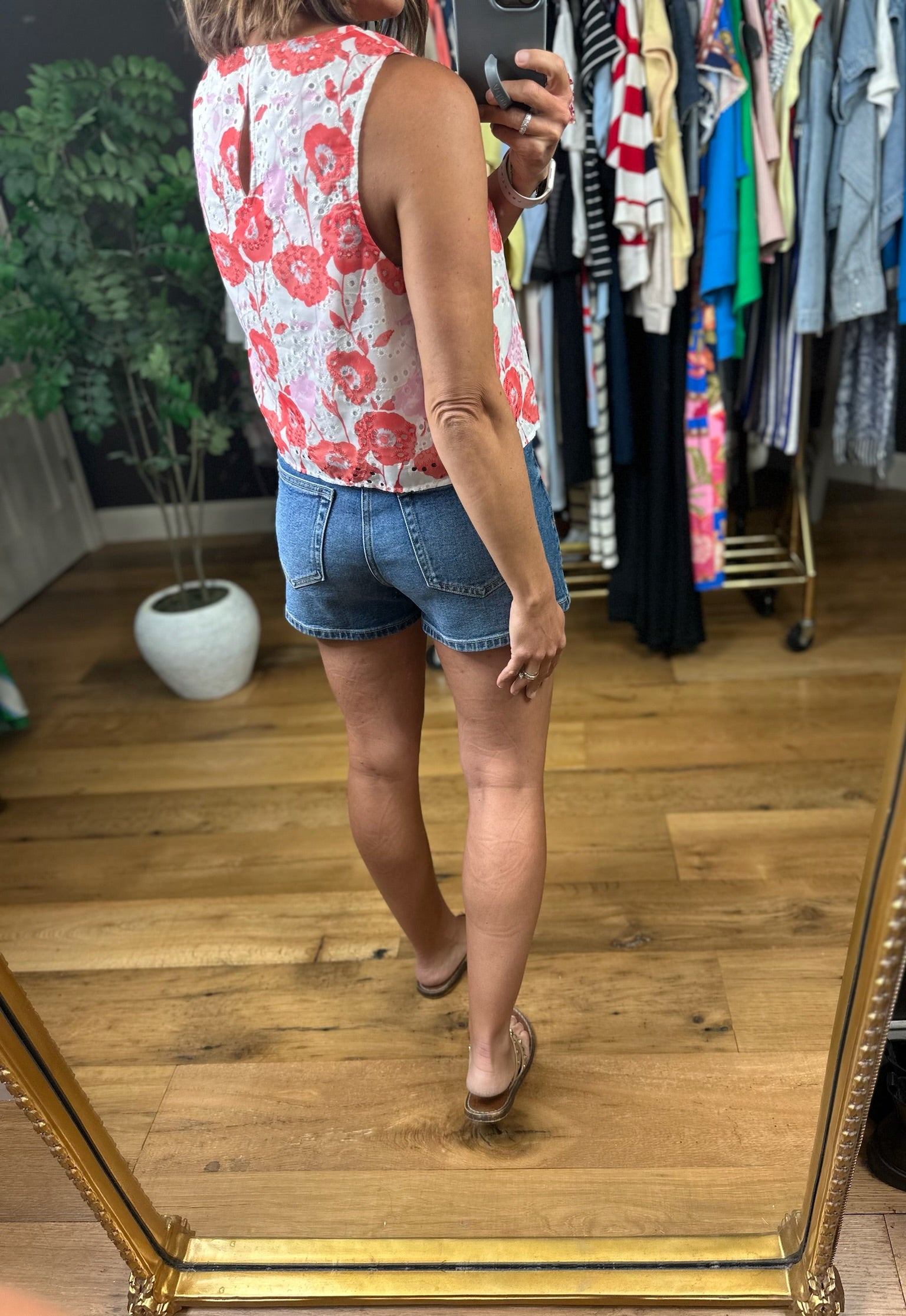 See It My Way Eyelet Floral Top-Sleeveless-Entro-Anna Kaytes Boutique, Women's Fashion Boutique in Grinnell, Iowa