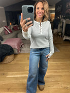 Always About It Ribbed Striped Snap-Detail Long Sleeve-Long Sleeves-Doe & Rae-Anna Kaytes Boutique, Women's Fashion Boutique in Grinnell, Iowa