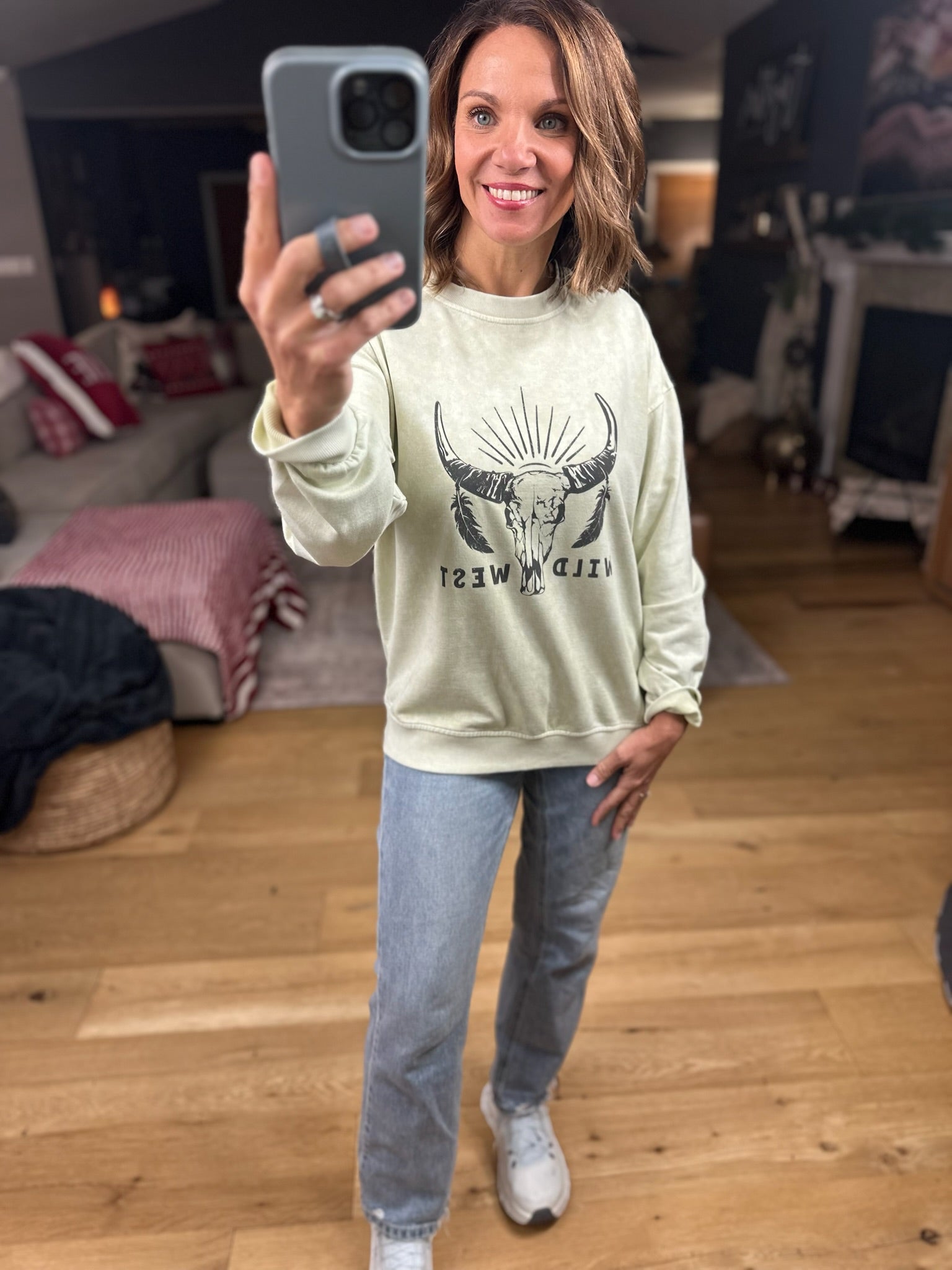 Wild West Crew Sweatshirt-Sweaters-Blu Pepper-Anna Kaytes Boutique, Women's Fashion Boutique in Grinnell, Iowa