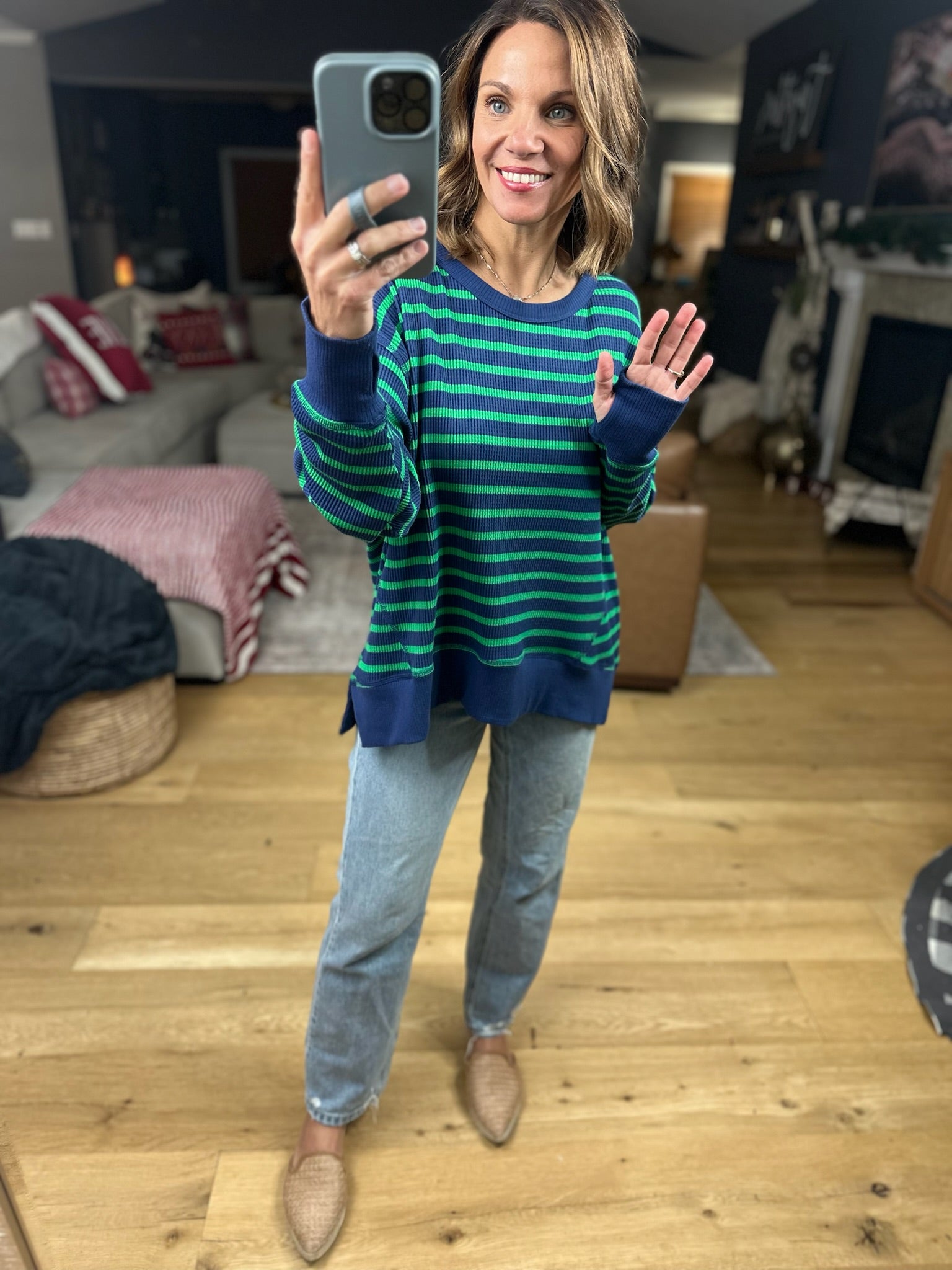 Only Imagine Flowy Waffle Crew-Long Sleeves-By Together-Anna Kaytes Boutique, Women's Fashion Boutique in Grinnell, Iowa