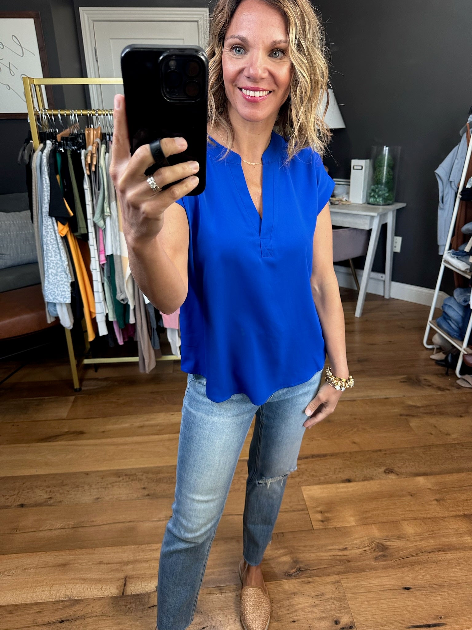 Moving Mountains V-Neck Top - Multiple Options-Short Sleeves-Blu Pepper TB8456-Anna Kaytes Boutique, Women's Fashion Boutique in Grinnell, Iowa