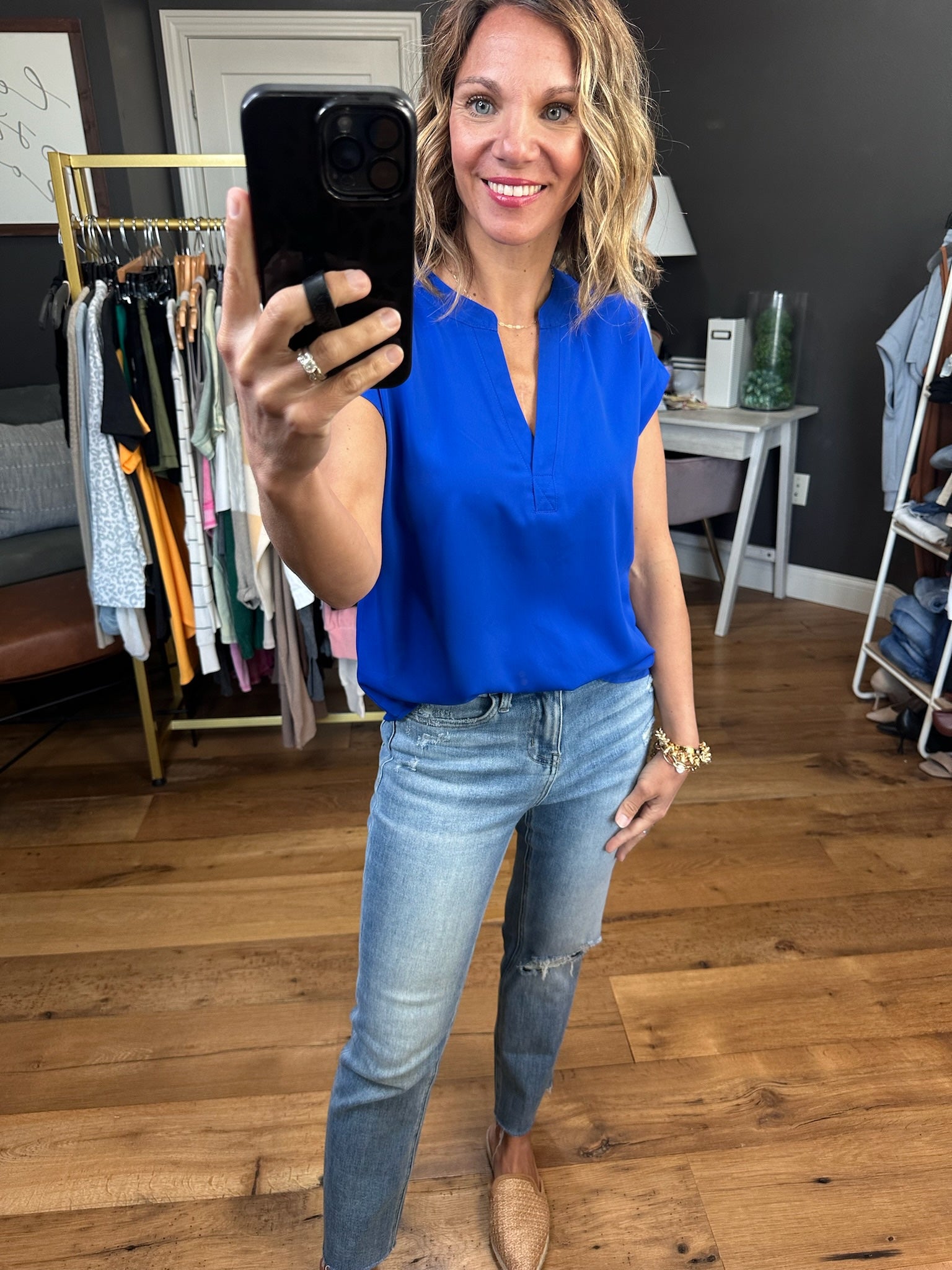 Moving Mountains V-Neck Top - Multiple Options-Short Sleeves-Blu Pepper TB8456-Anna Kaytes Boutique, Women's Fashion Boutique in Grinnell, Iowa