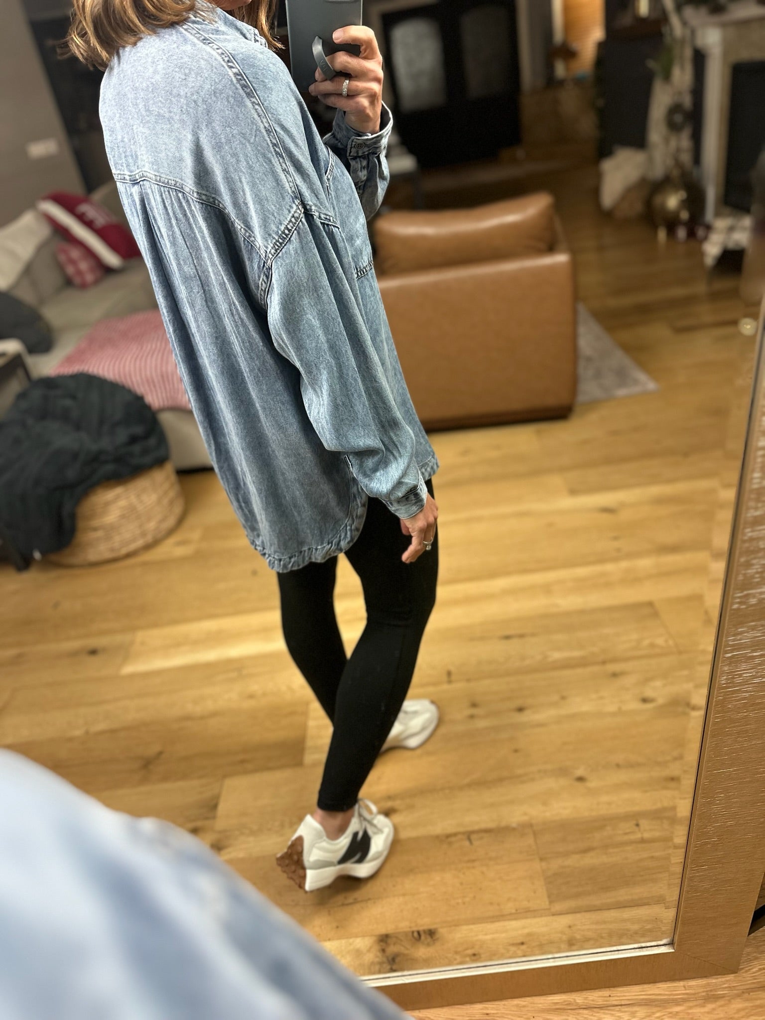 Best Around Chambray Button-Down-Long Sleeves-Blu Pepper-Anna Kaytes Boutique, Women's Fashion Boutique in Grinnell, Iowa