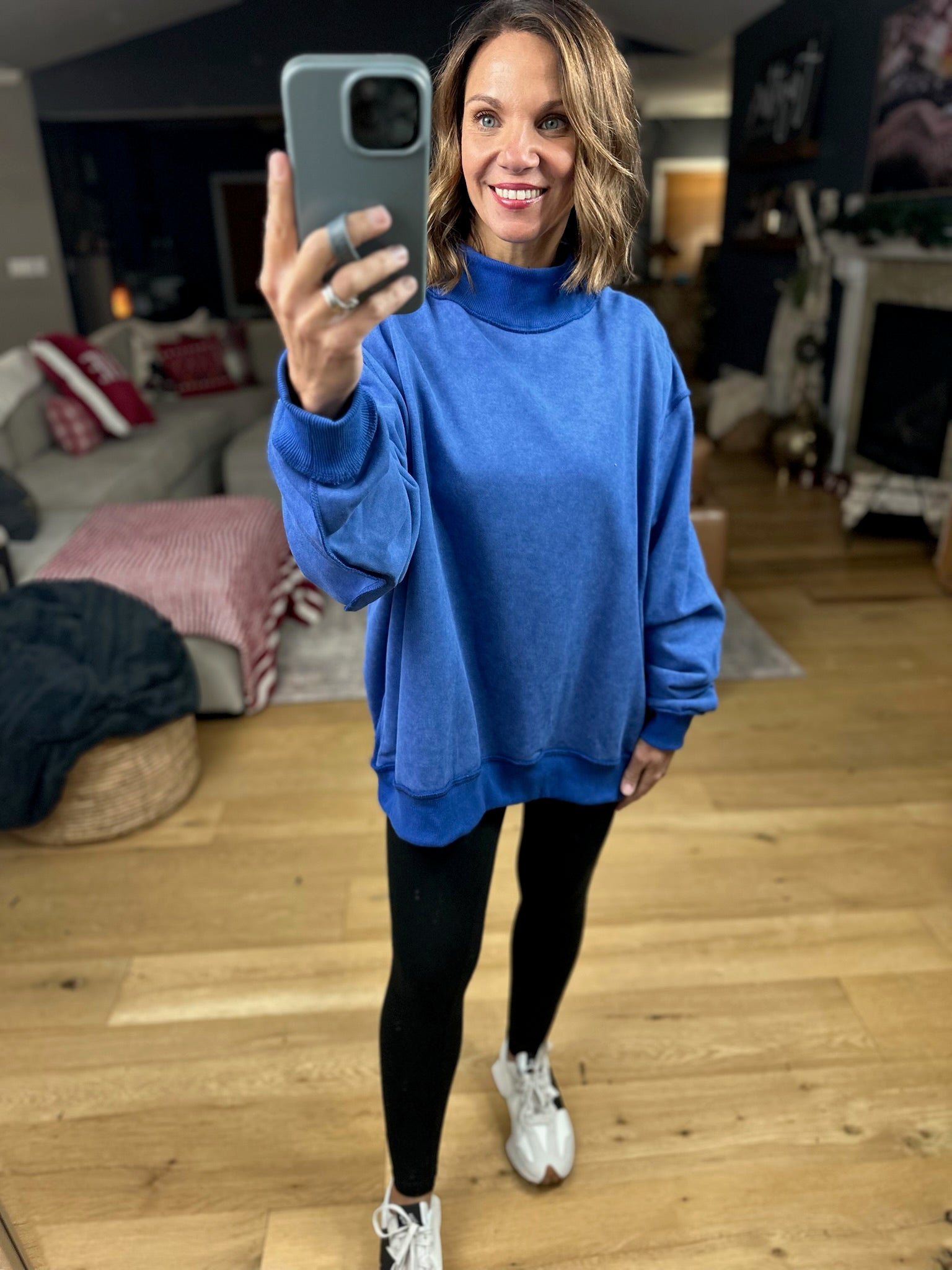 Work This Out Mock-Neck Washed Pullover-sweater-Bucketlist-Anna Kaytes Boutique, Women's Fashion Boutique in Grinnell, Iowa