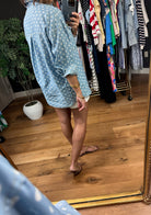 Come My Way Polka Dot Denim Top-Long Sleeves-Vine & Love-Anna Kaytes Boutique, Women's Fashion Boutique in Grinnell, Iowa