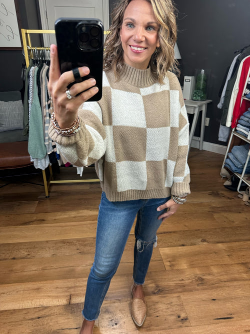 The Best Of Days Checkered Crew Sweater - Ivory