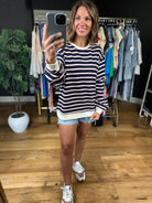 Any News Striped Crewneck-Sweaters-By Together-Anna Kaytes Boutique, Women's Fashion Boutique in Grinnell, Iowa