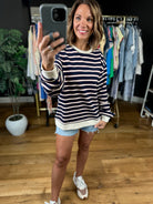 Any News Striped Crewneck-Sweaters-By Together-Anna Kaytes Boutique, Women's Fashion Boutique in Grinnell, Iowa